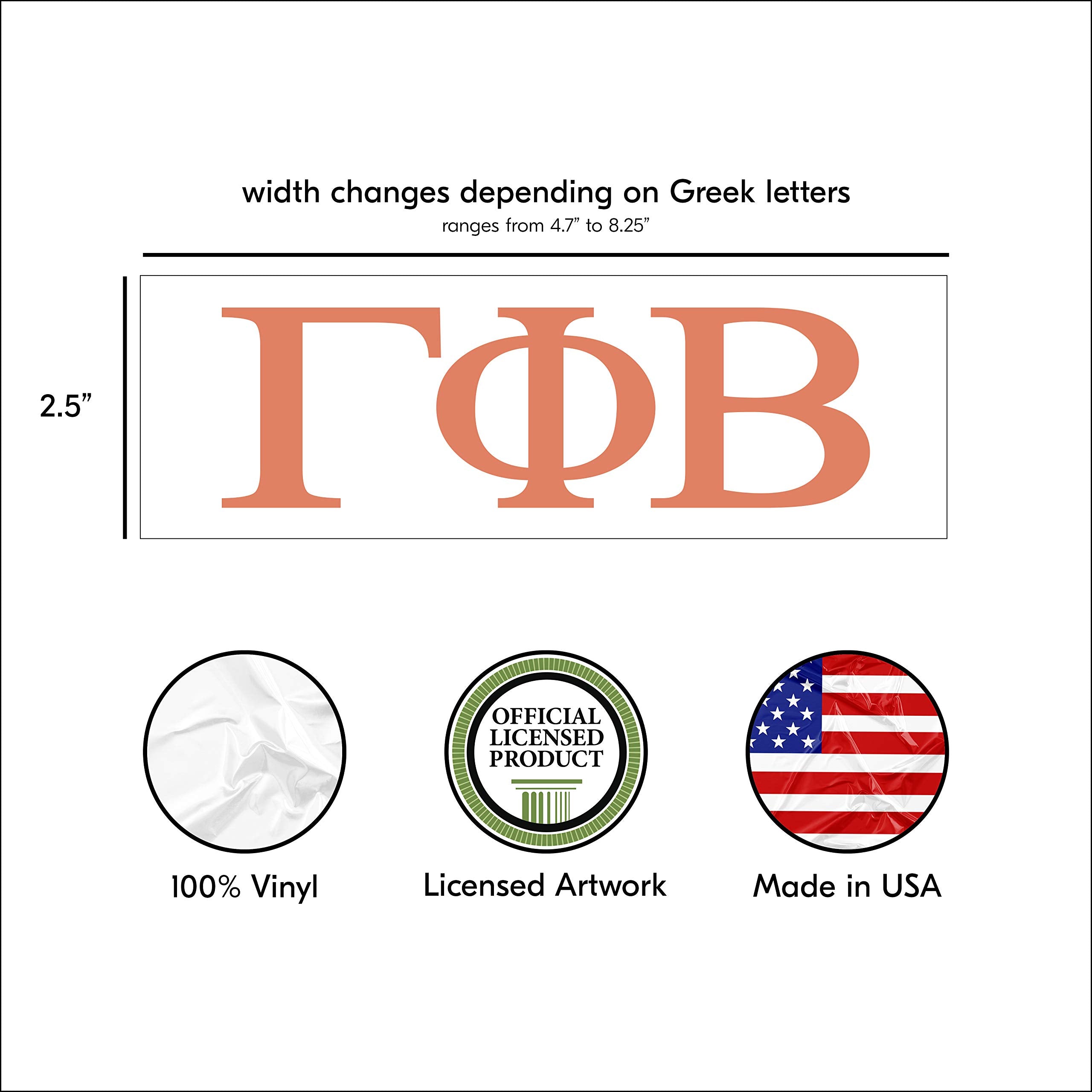 Pro-Graphx Gamma Phi Beta Greek Sorority Sticker Decal, 2.5 Inches Tall, Coral
