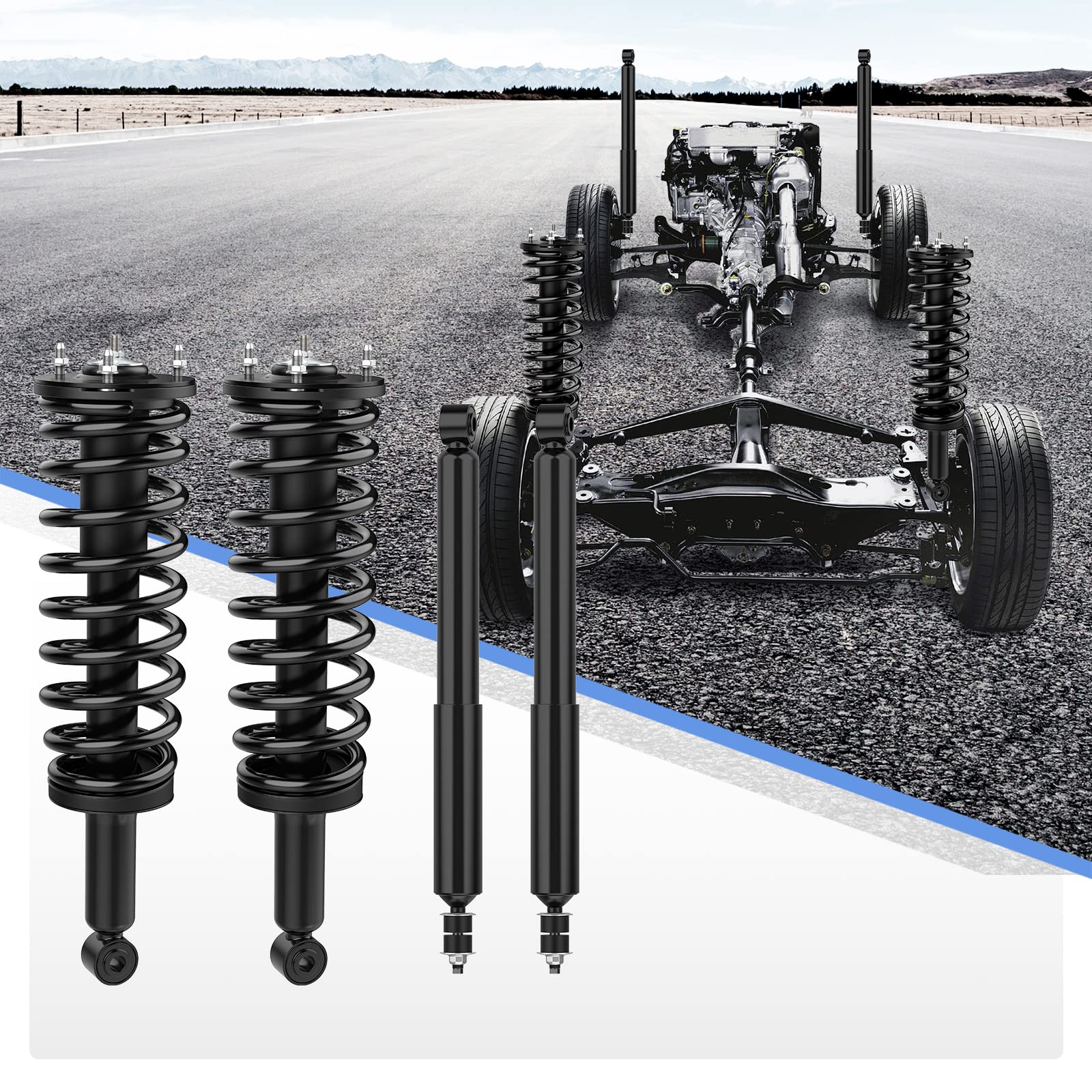 Yitamotor Front Complete Strut Rear Suspension Shocks Compatible With 2000-2006 Tundra 4Wd