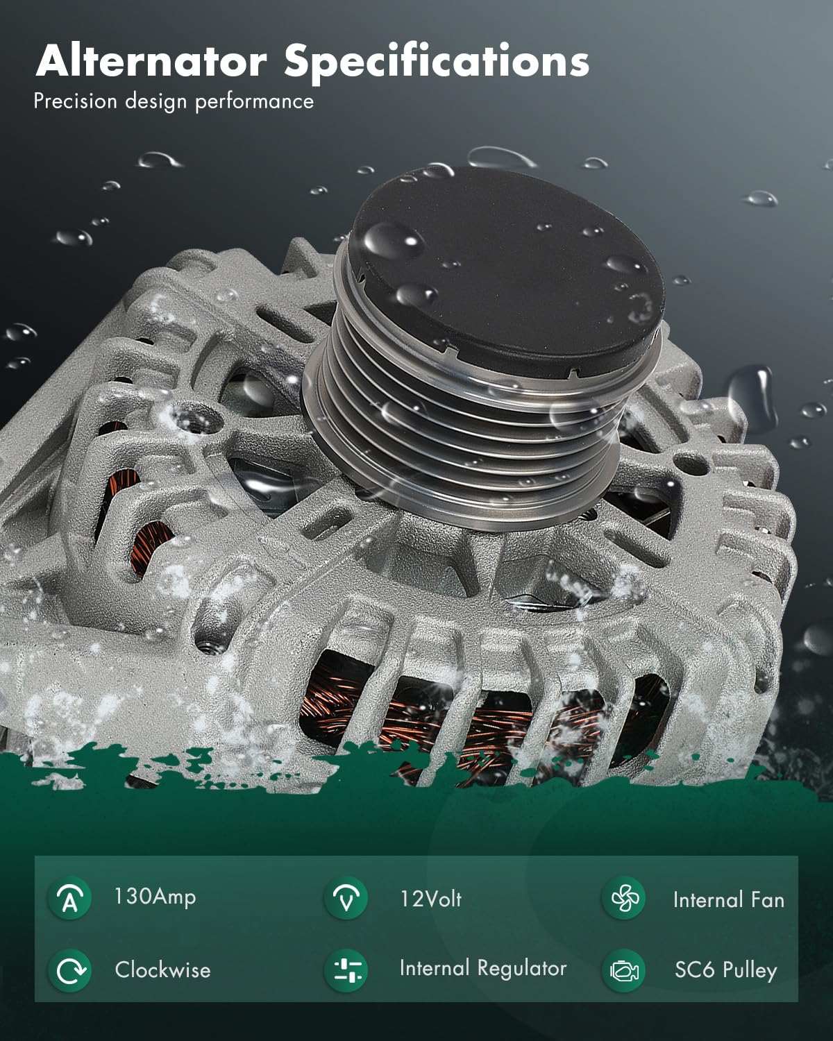 SCITOO Alternator Fit for Chevrolet for Cruze 2011 2012 2013 2014 2015 2016, L4 1.8L- 12V 130Amp CW SC6 Pulley Class, Replace OE