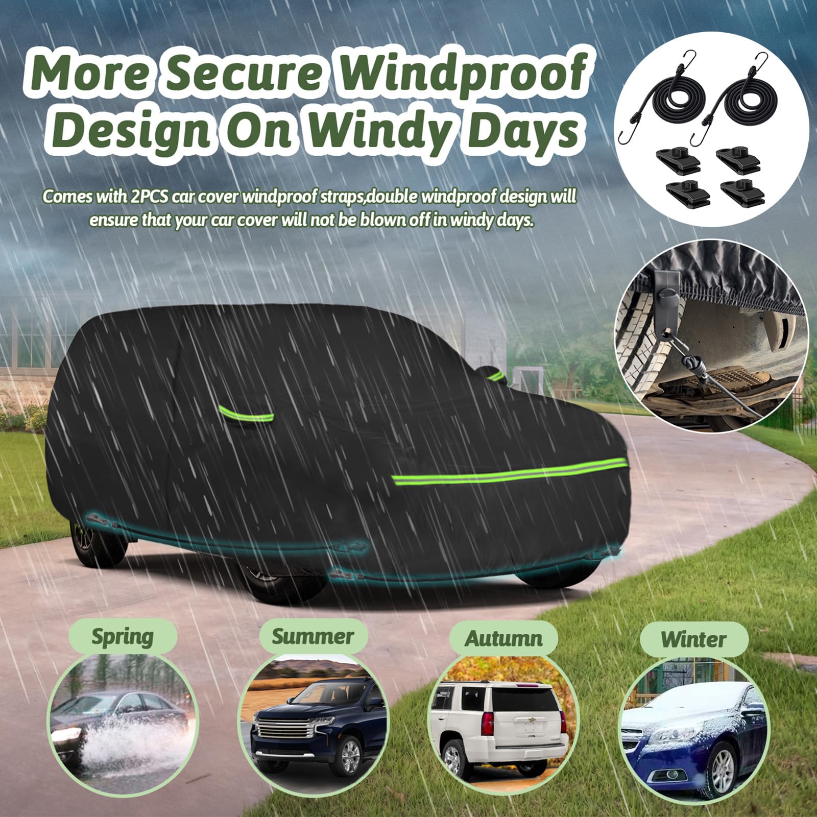 Car Cover for 2007-2025 Chevrolet Tahoe/Cadillac Escalade/GMC Yukon, 6 Layers Heavy Duty Waterproof Sun Rain UV Dust Snow Protec