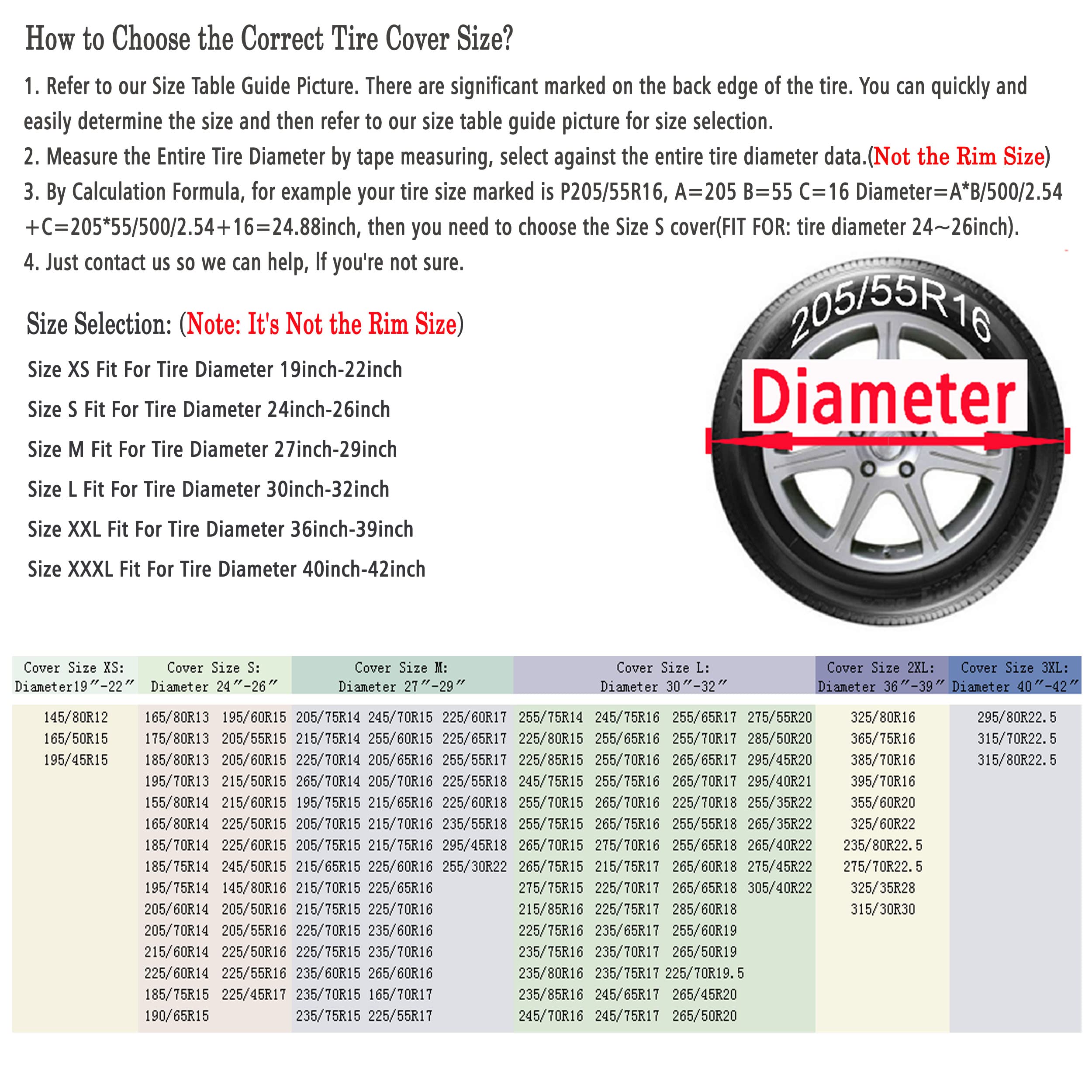 Moonet Tire Covers For Rv Wheel (4 Pack Black), Oxford Waterproof Uv Sun Protectors For Truck Motorhome Boat Trailer Camper Van