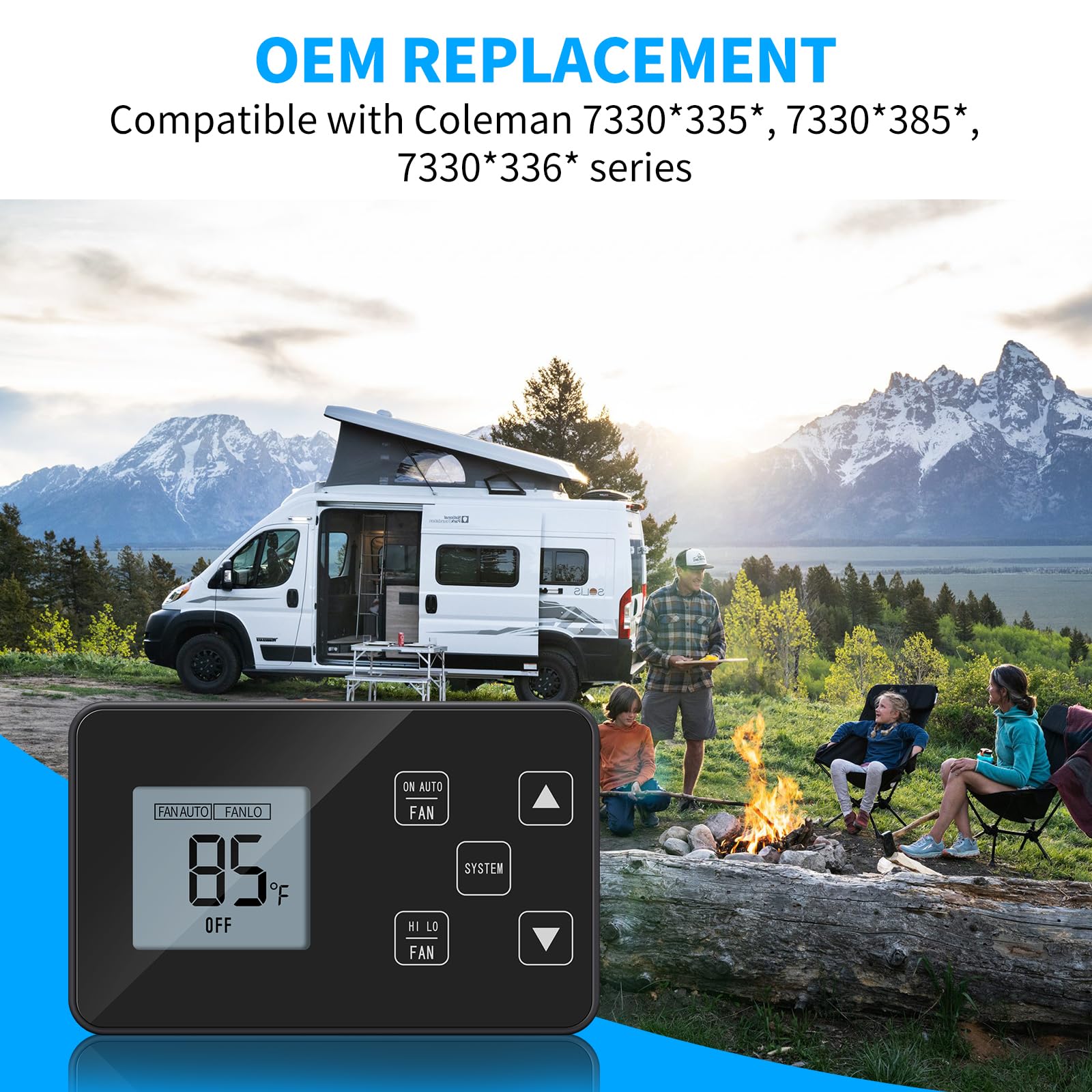 Briidea Rv Thermostat Compatible With Coleman 7330 * 335*, 7330 * 385*, 7330 * 336* Series, Camper Thermostat With Digital Lcd Screen, 55?-90?, 12V Dc, Ideal For Heat Pumps, Air Conditions, Fans