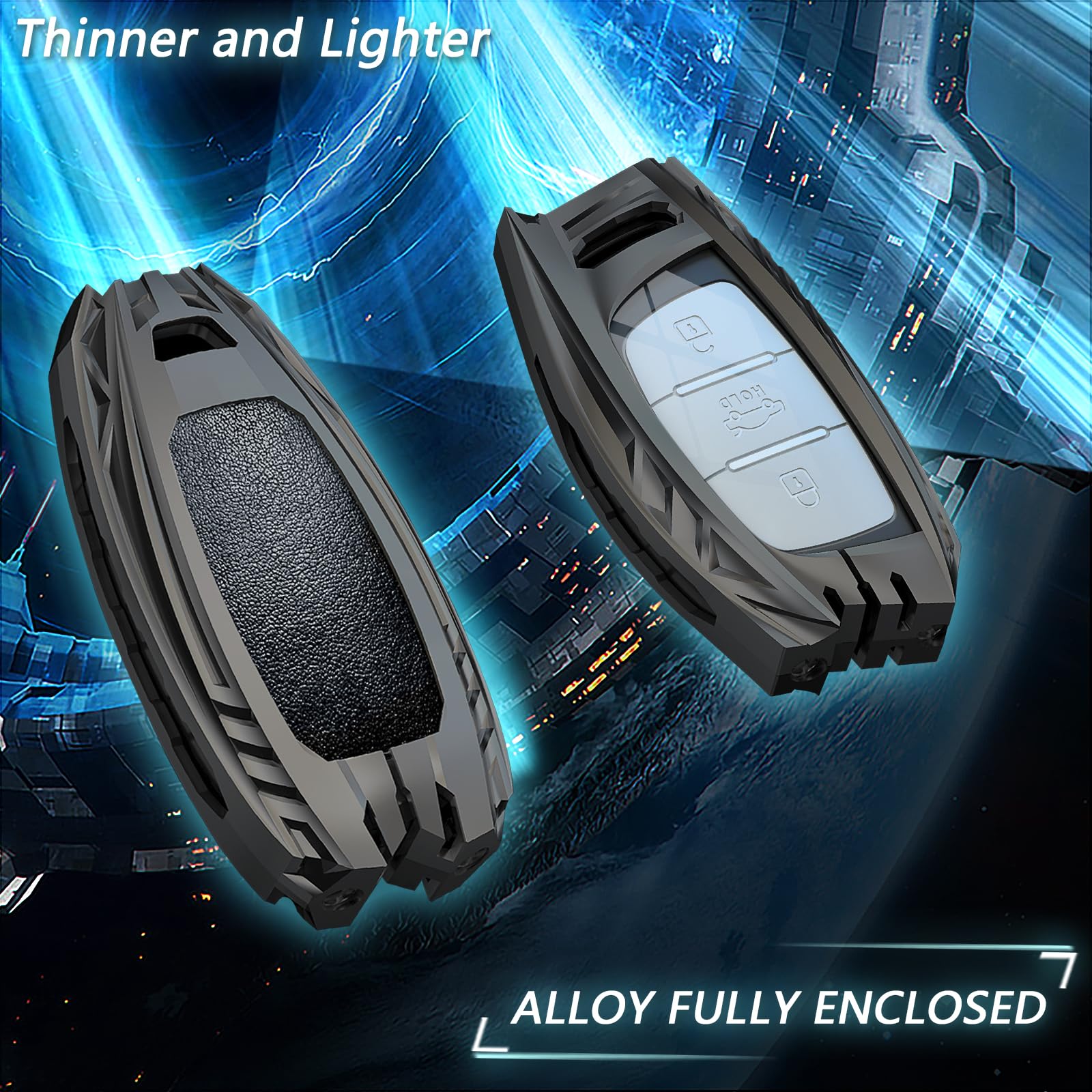 Ocezbiis For Hyundai Key Fob Cover,Keychain,Zinc Alloy Protection Car Key Case For 2016-2022 Ioniq Elantra Sonata Tucson Gt Smar