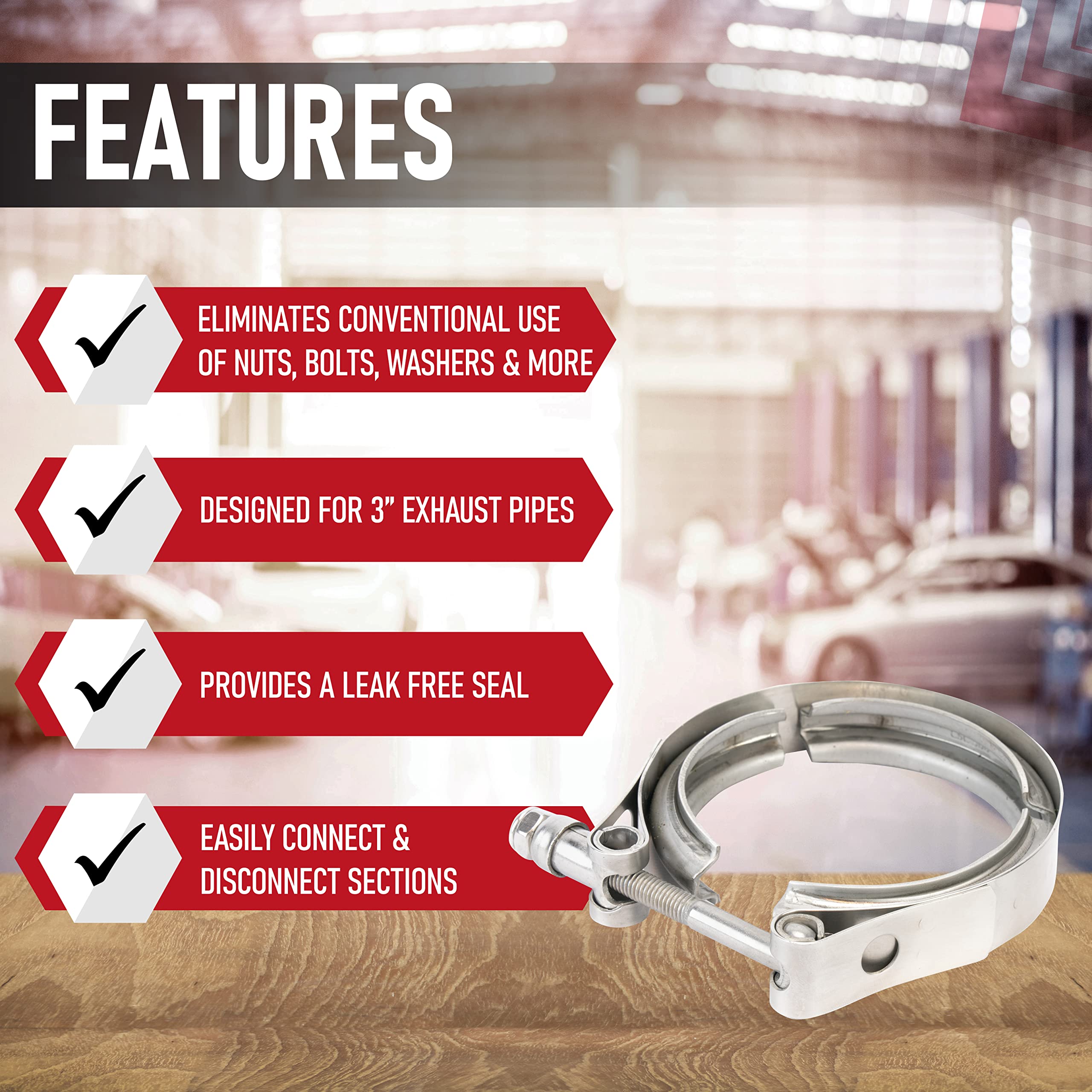 3 Inch V Band Clamp With Set Of 3 Cnc Stainless Steel Flanges Kit - 3In V-Band Clamp, Male And Female Flanges - Perfect For Turb
