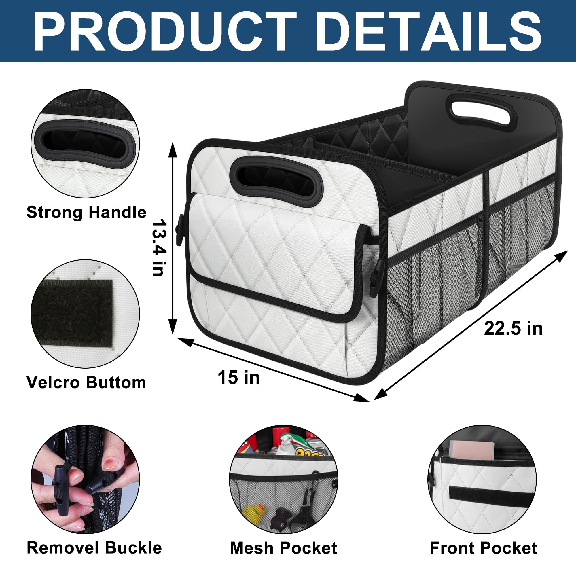 Deosk Car Trunk Organzier And Storage With 6 Big Pocket,Car Accessories For Women/Men 70L Waterproof Polyester Trunk Organzier F