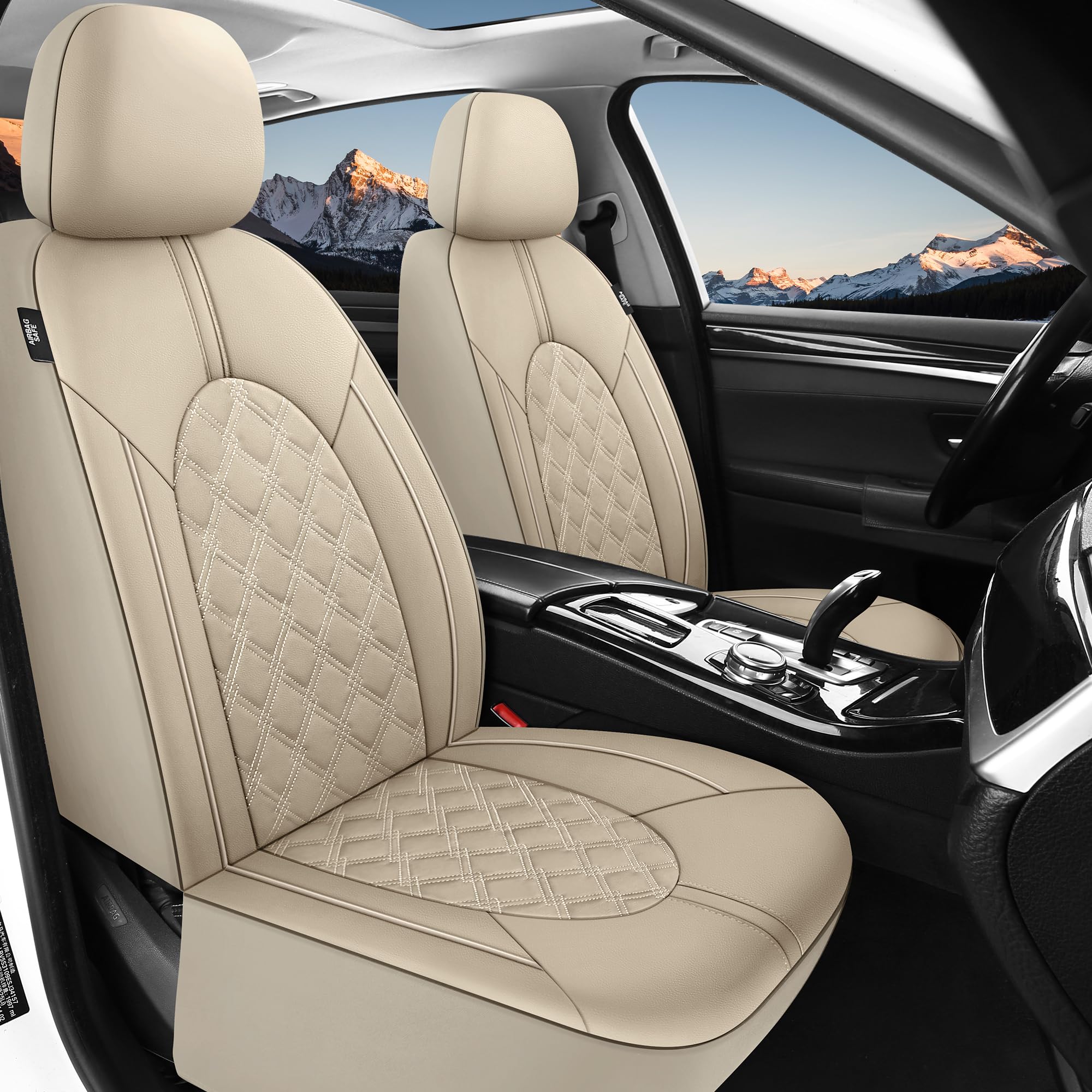 Ygl Luxury Pu Leather Car Seat Covers Front Set, Non-Slip Seat Cover Protectors, Universal Fit For Cars, Trucks, Suvs, Vans, Pic