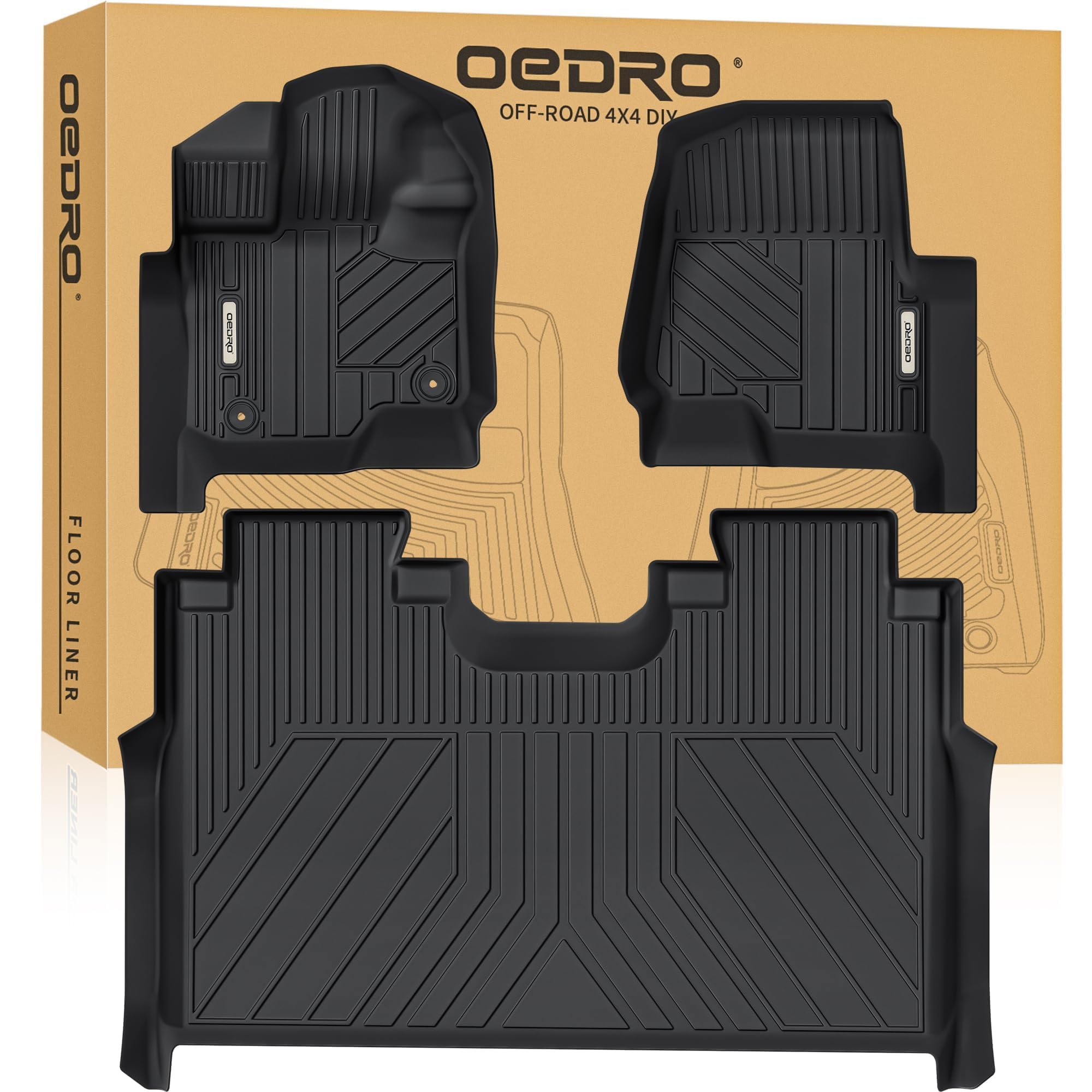 OEDRO Upgraded Floor Mats Fit for 2015-2025 Ford F-150/ F150 Lightning SuperCrew Cab(Not Fit Rear Seat with Under-Seat Fold Flat