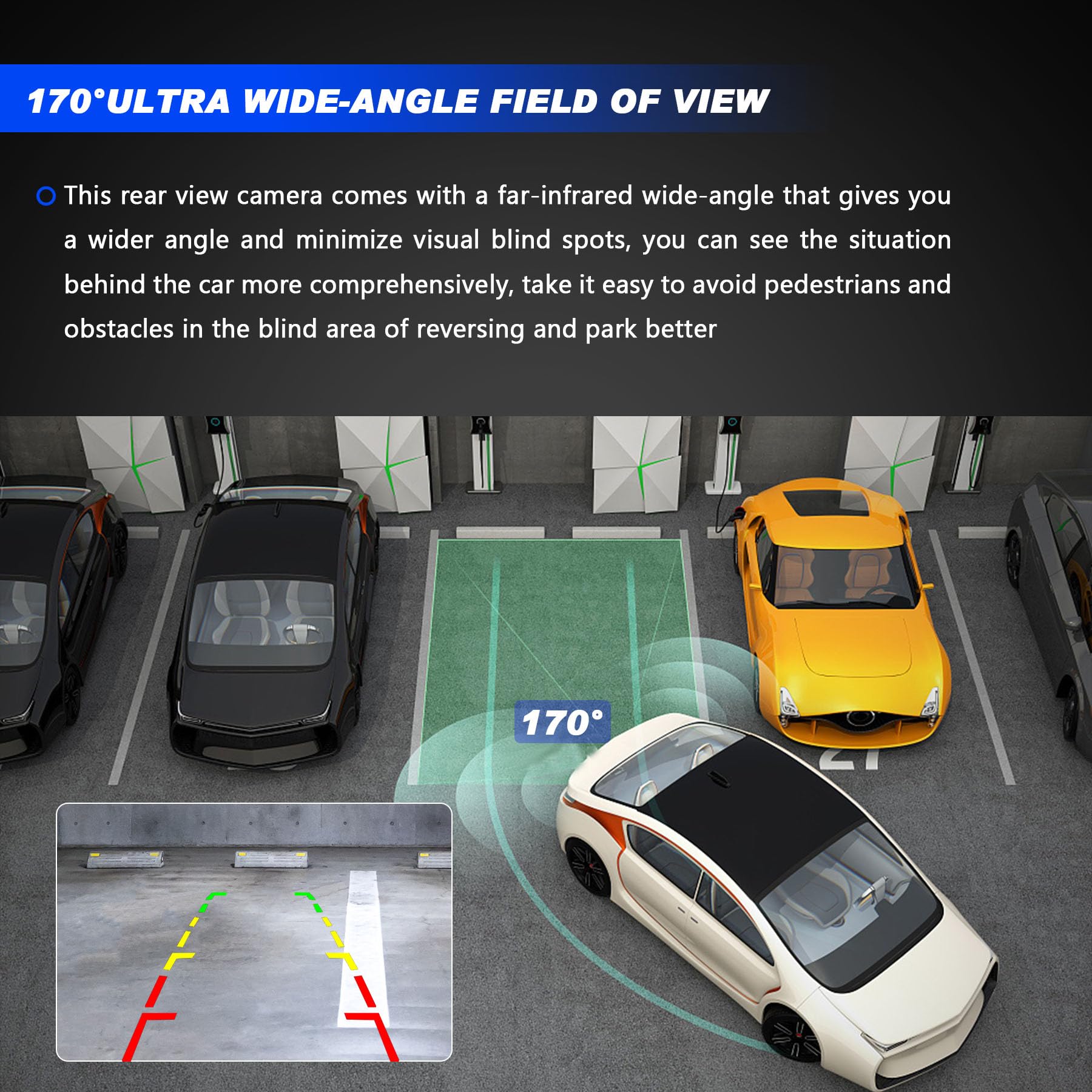 Rear View Backup Camera, Compatible With Ford Escape 2014-2016, 170Ultra Wide-Angle Hd Color Night Vision Waterproof Back Up Cam