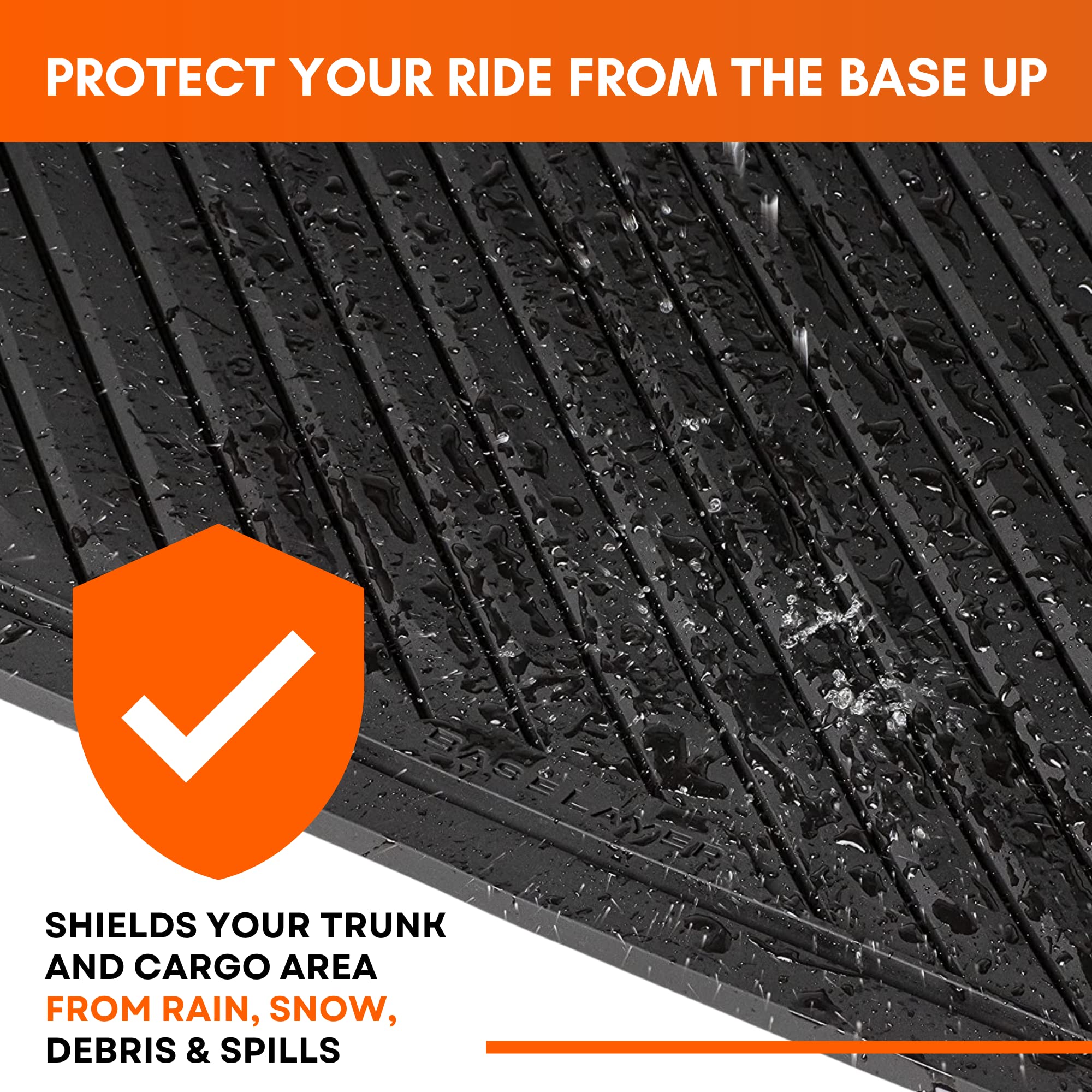 Baselayer Cut-To-Fit Black Cargo Liner Mat - Universal Waterproof Floor Mats For Most Vehicles, Durable All-Weather Mats - Made