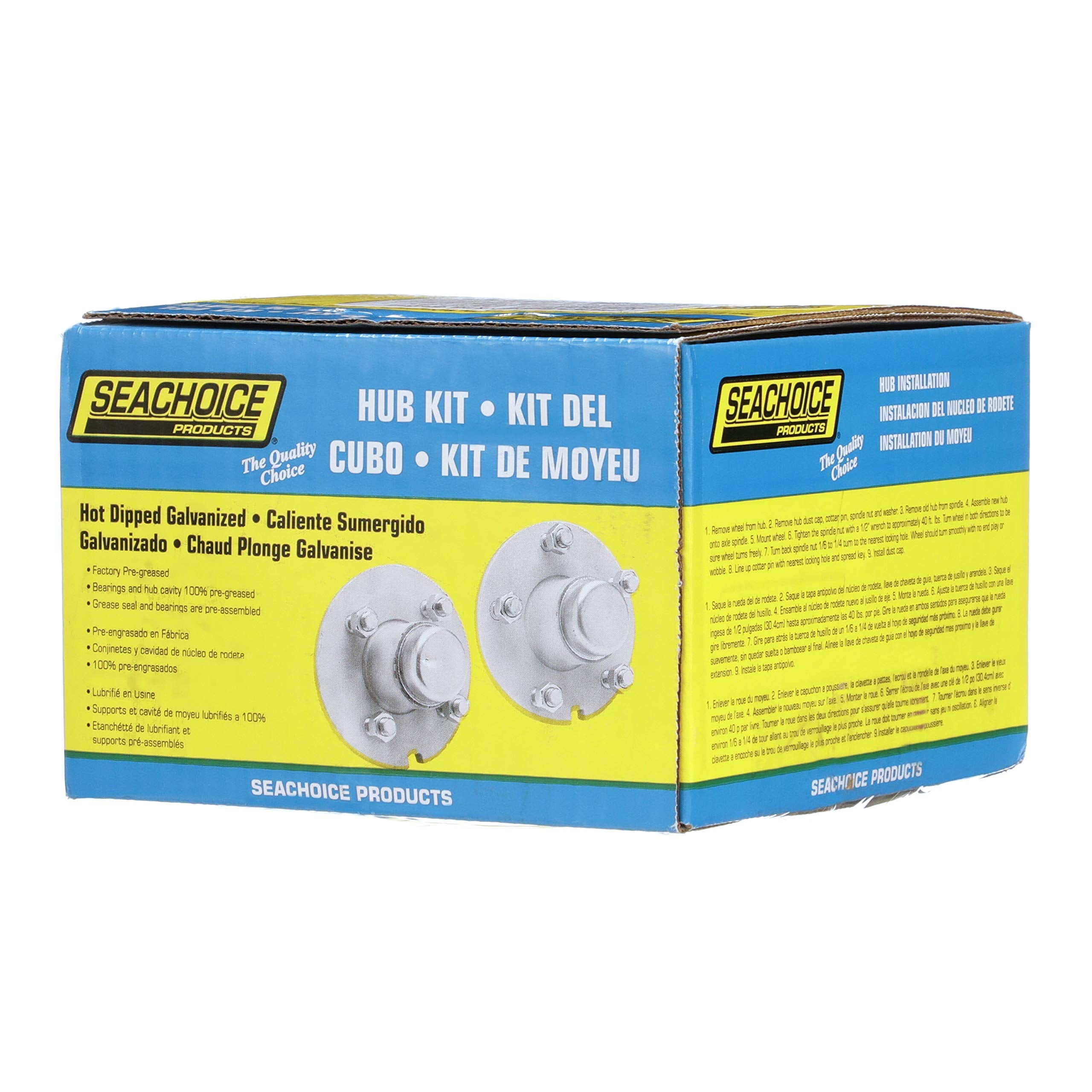 Seachoice Trailer Wheel Hub, 1 In. Axle, 4 Lug, Galvanized, Pregreased,Grey