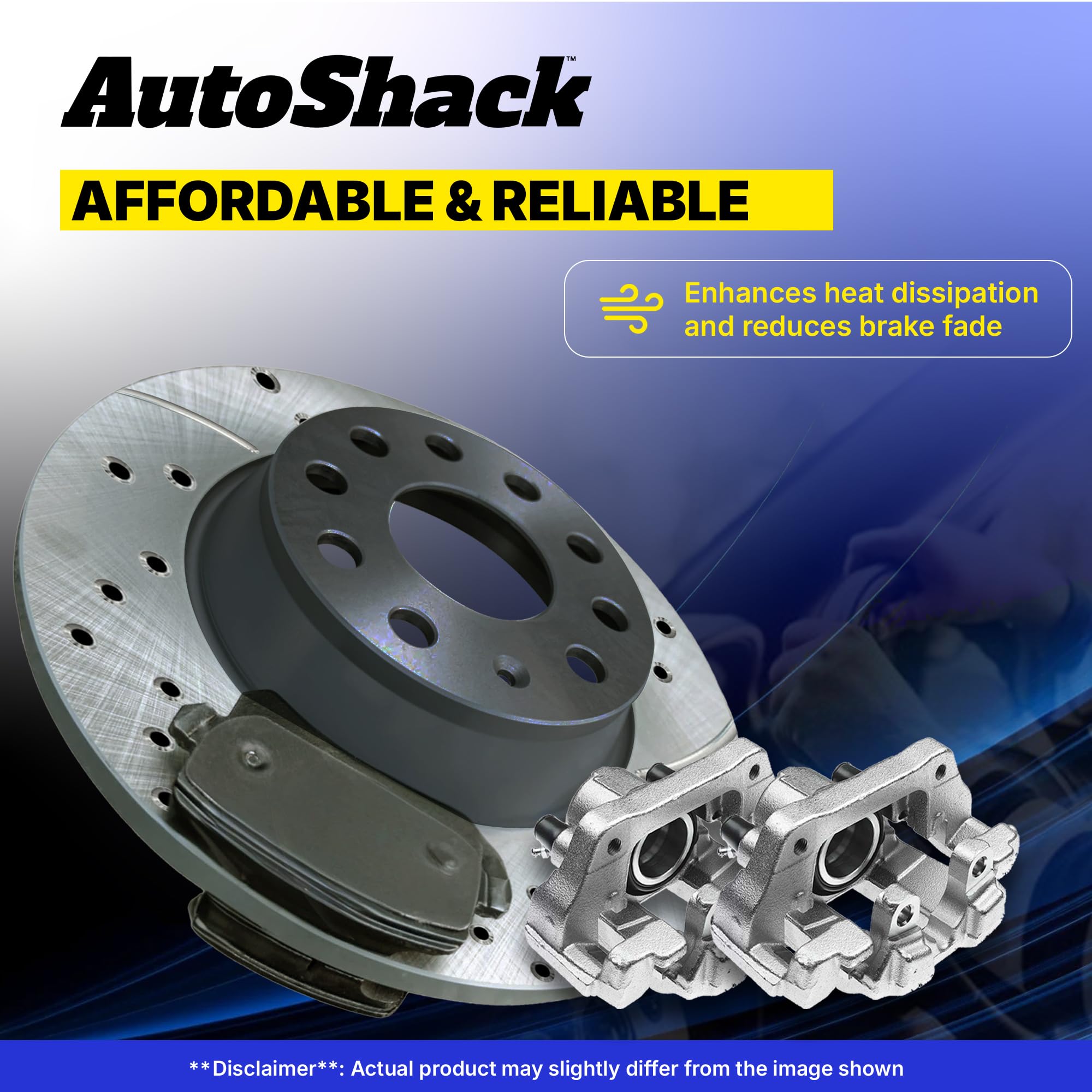 Autoshack Front Drilled And Slotted Brake Rotors Black Calipers And Ceramic Pads Kit Set Driver And Passenger Side Replacement For Chevrolet Silverado 1500 Tahoe Cadillac Escalade Ext 4Wd Brkpkg005294