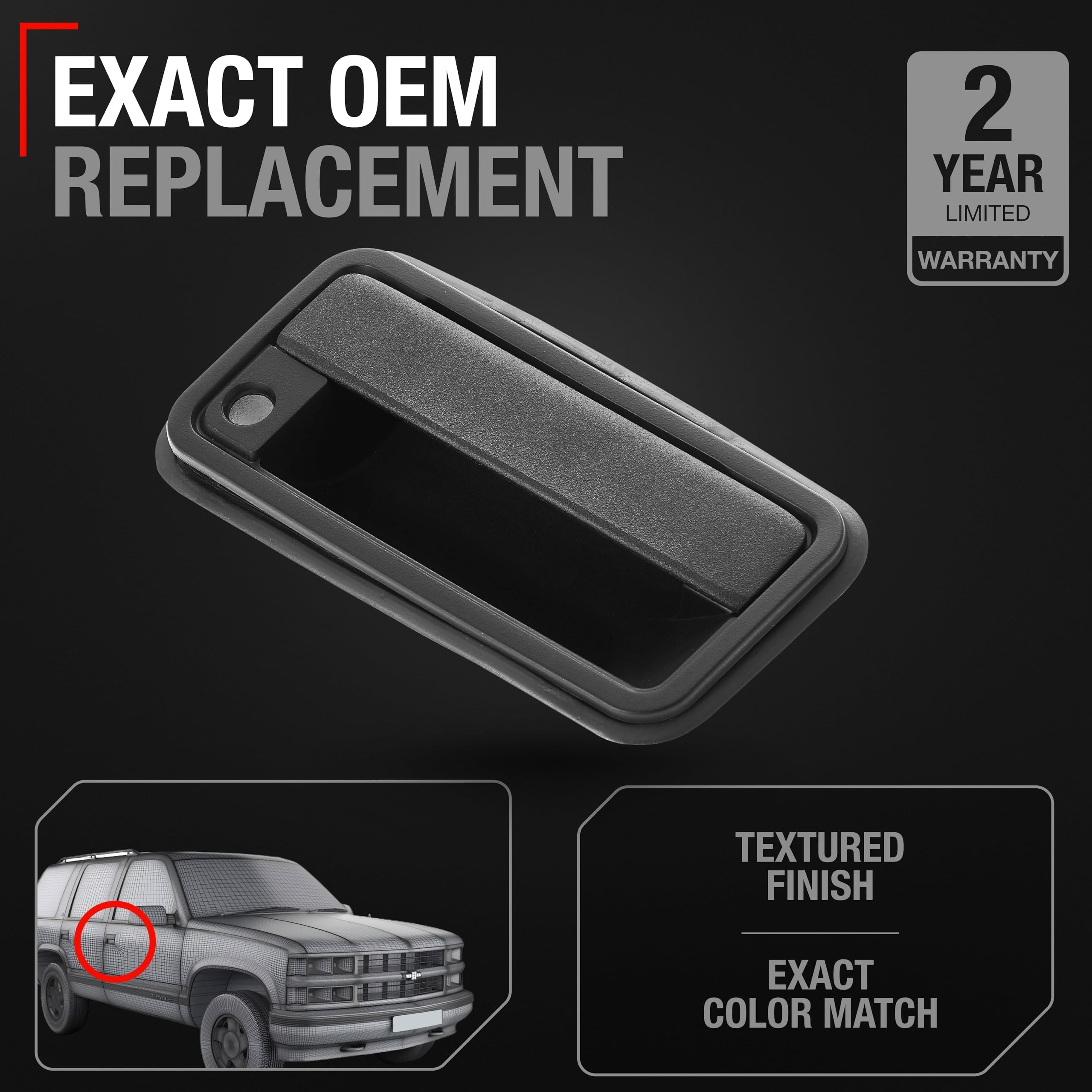 Exterior Front Passenger Door Handle, Upgraded Metal - Compatible With 1995-2000 Chevrolet, Gmc C/K 1500 2500 3500 Suburban Taho