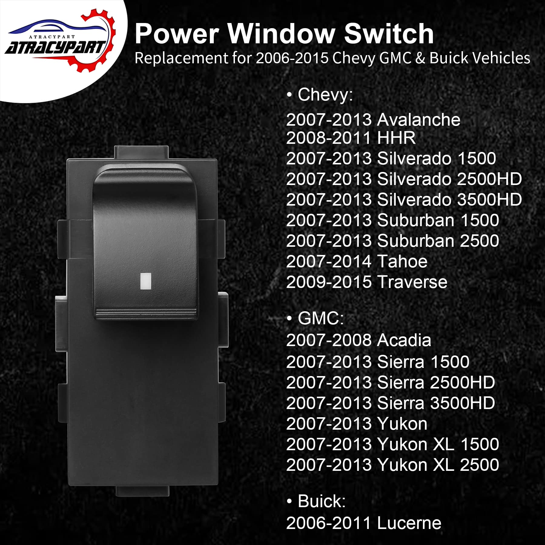 3Pcs Power Window Switch Passenger Front Right, Rear Left Or Right | Window Buttons | Replacement For 2006-2015 Chevy Gmc & Buic