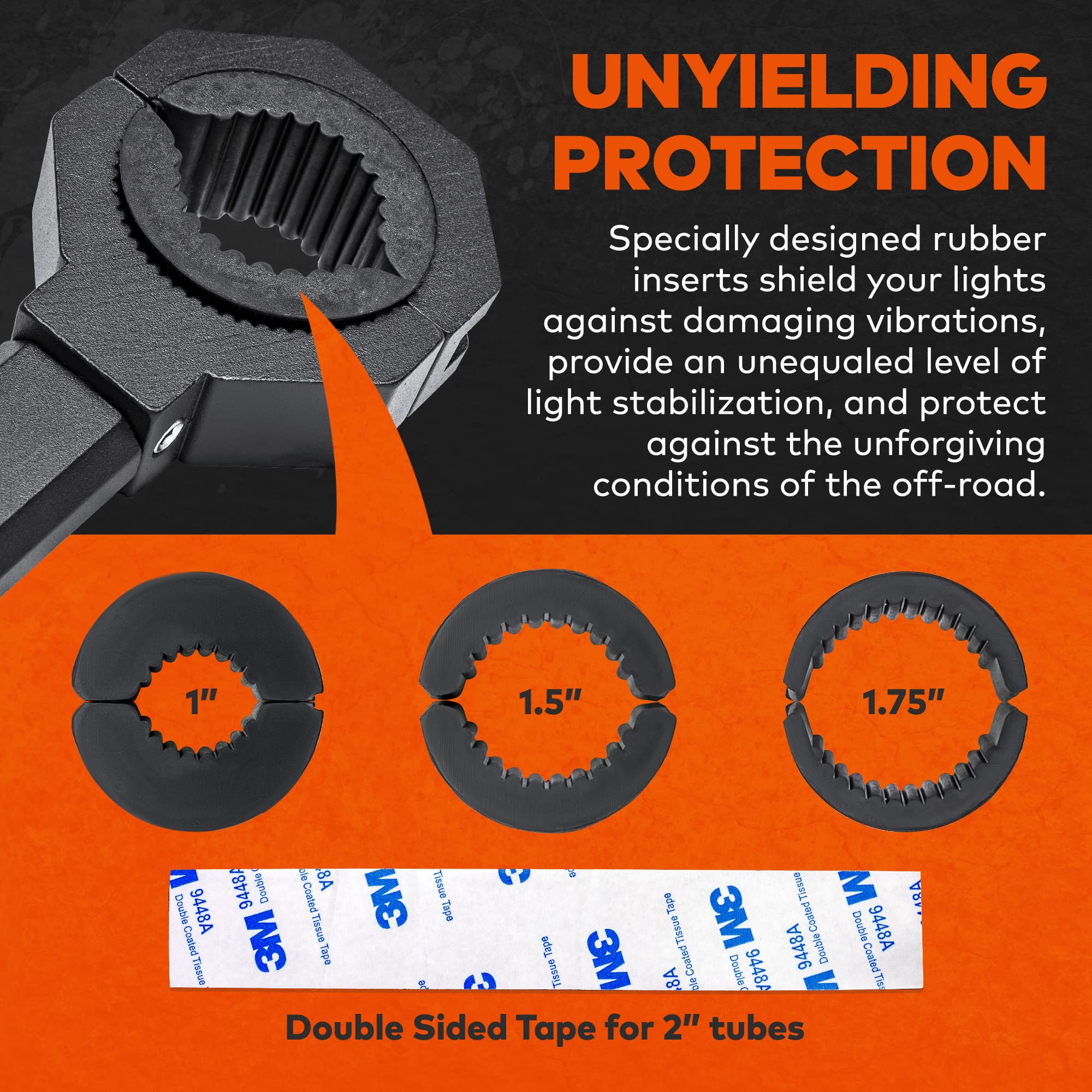 Off-Road Atv Utv Light Bar Mount Mounting Bracket Bar Clamp Kit [1''/1.5''/1.75''/2'' Inch] [360-Degree] [2 X Stud Size] [Alumin