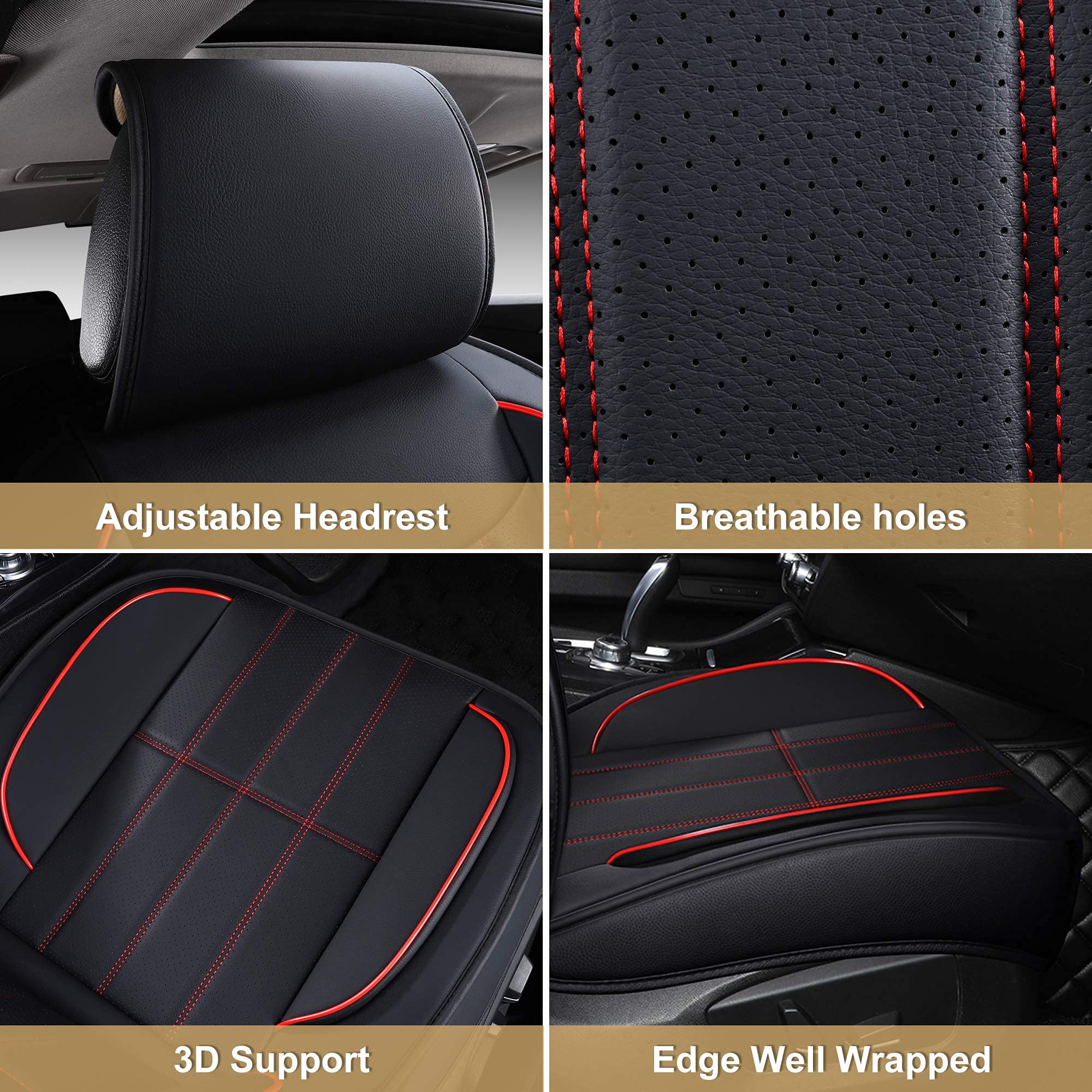 Aoog Leather Car Seat Covers, Leatherette Automotive Vehicle Cushion Cover For Cars Suv Pick-Up, Universal Vehicle Cushion Cover