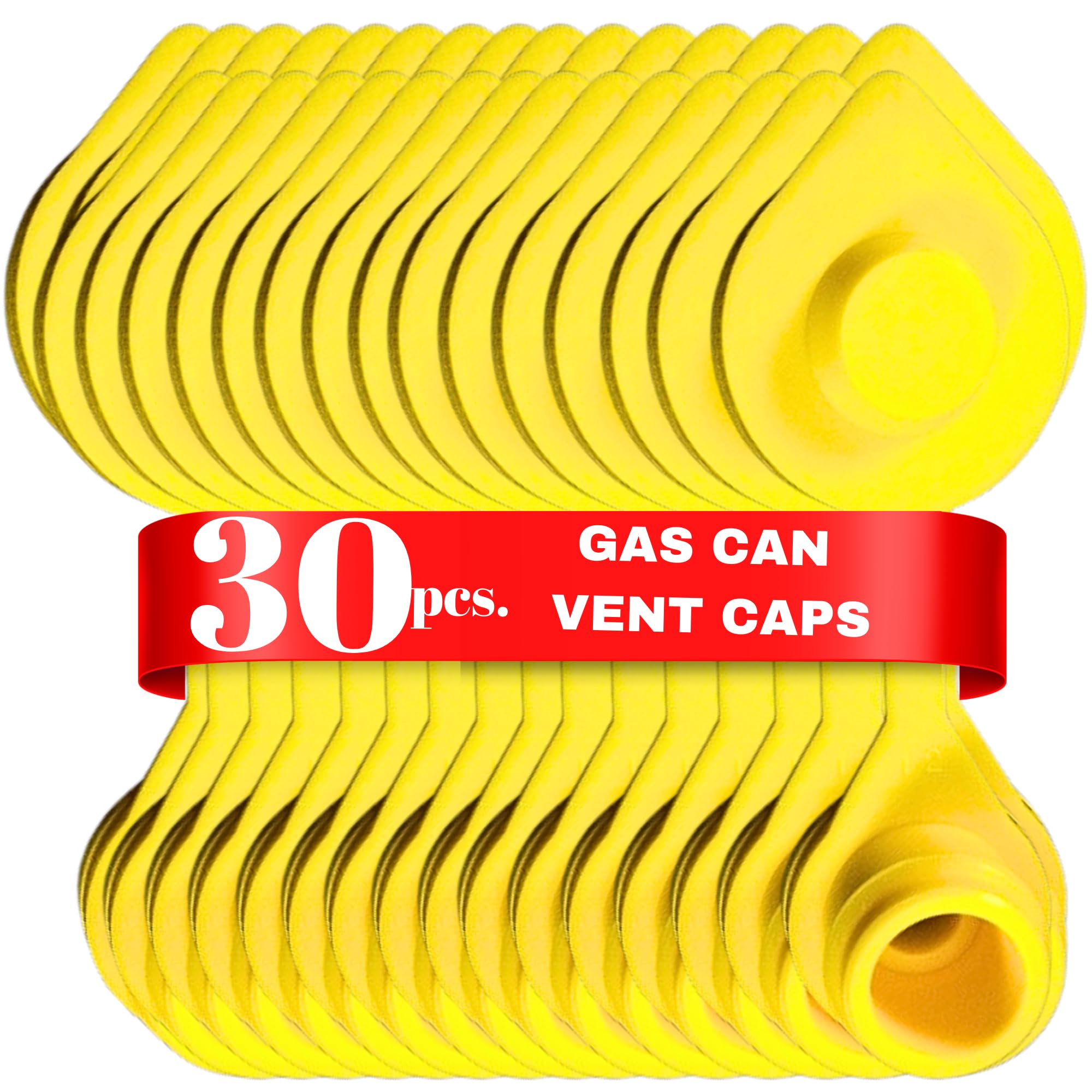 30pcs Yellow Gas Can Vent Caps - Can Vents for Plastic Cans & Metal Fuel Jugs, Vent Kit for Blitz Gas Can, Fuel Can Vent Caps fo