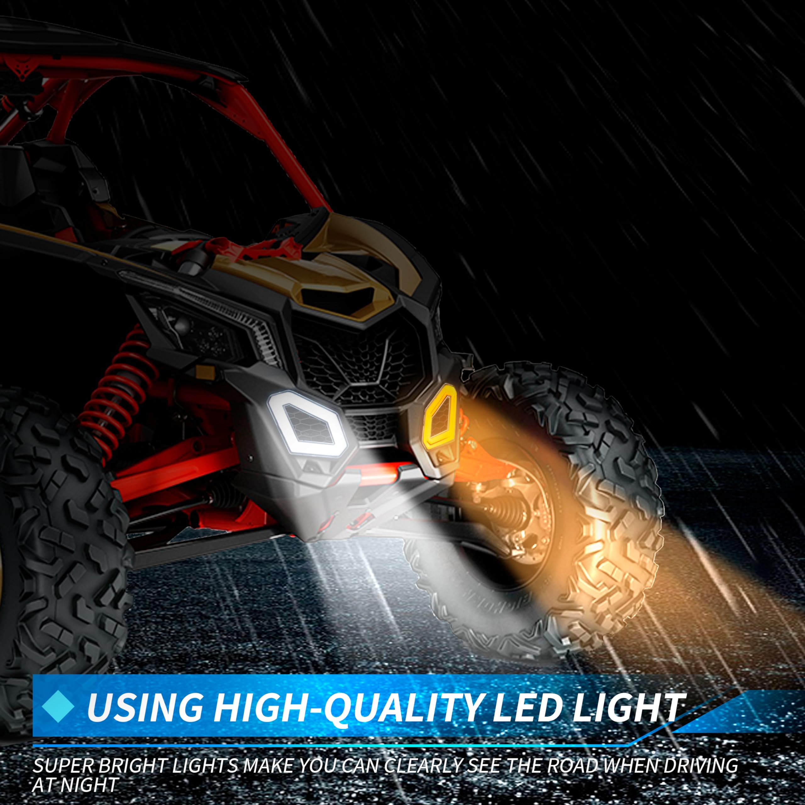 Utvsxpert Led Front Fang Accent Lights For Maverick X3 17-24, Led Front Fascia Signature Accent Turn Signal Auxiliary Spot Light Grill Lamp For Can Am Maverick X3 Max Turbo R Rr 2017-2024 Accessories