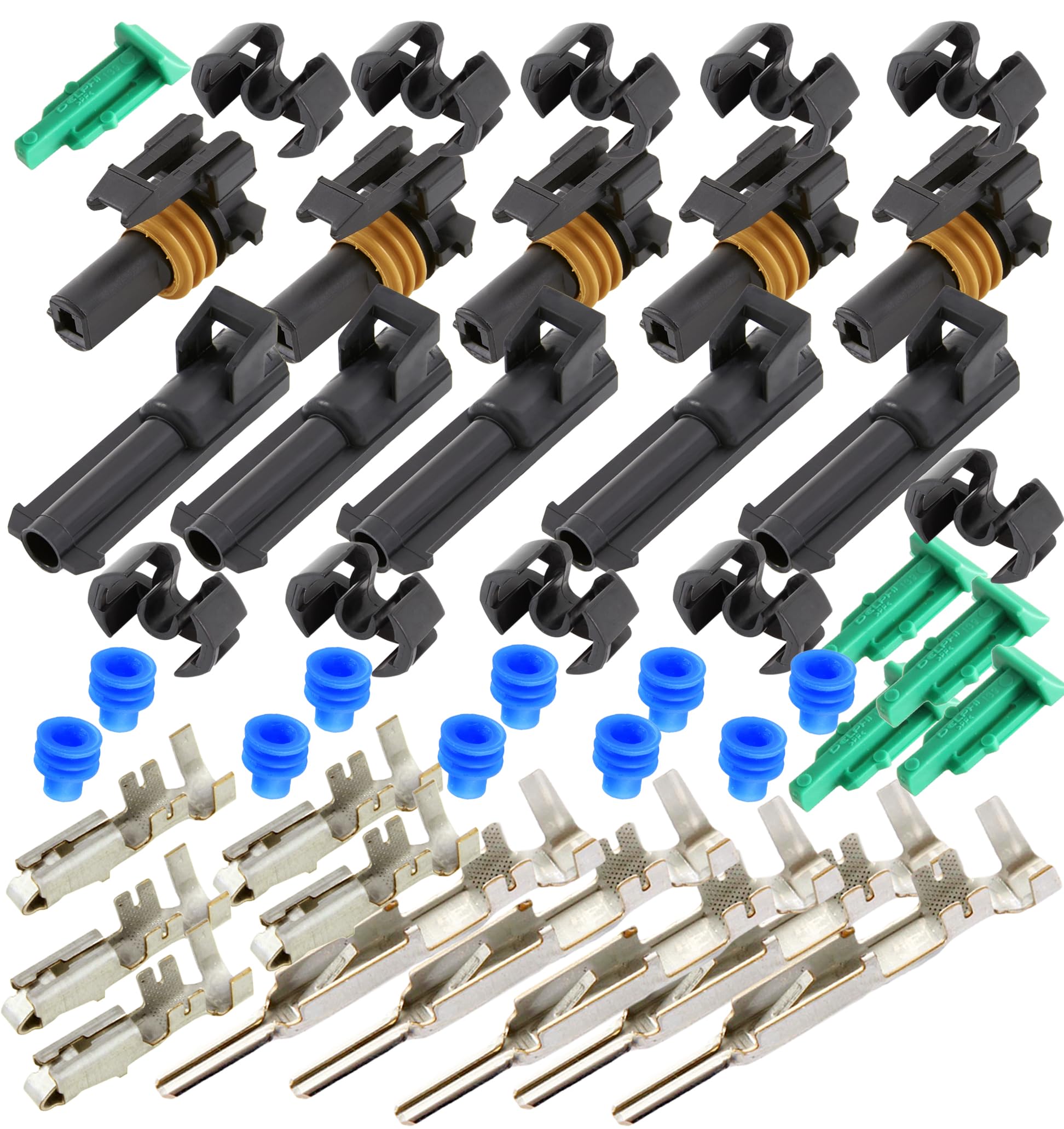 5-Pack (1-Pin) 30Amp Metri-Pack Waterproof Connector Terminals And Seals 12-10Awg