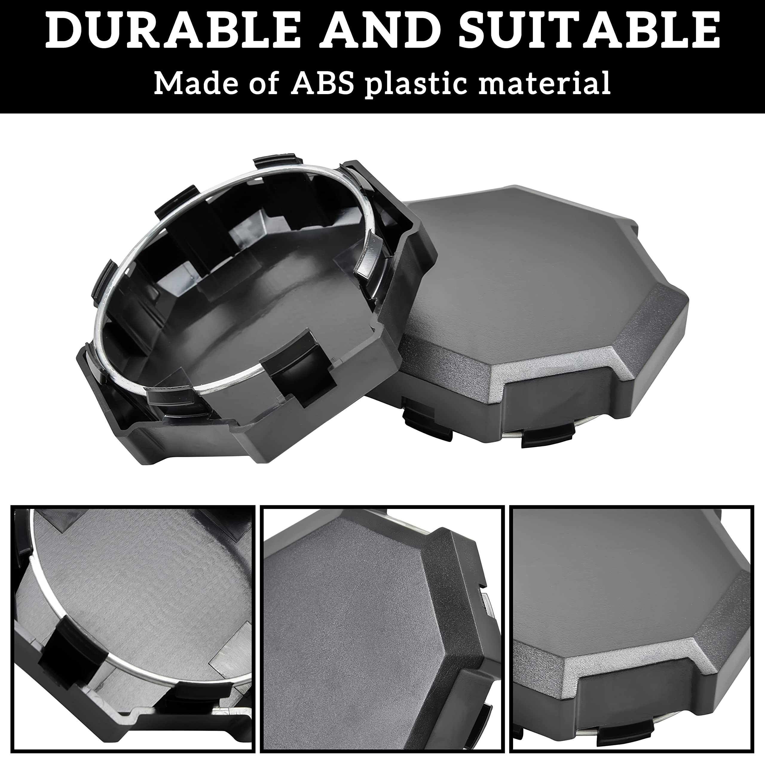 SAUTVS Tire Wheel Hub Caps for Polaris RZR XP, Black Dust Center Hub Cap Covers for Polaris RZR 900 XP 4 1000 Turbo 2014-2019 Ac