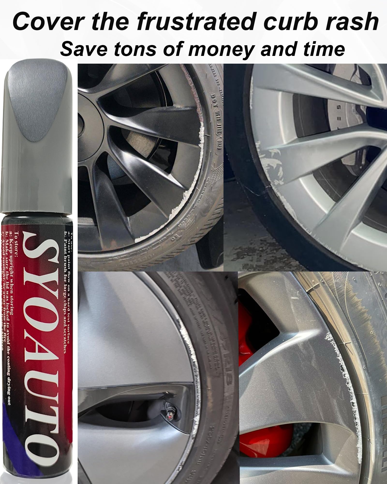 Syoauto Gunpowder Rim Touch Up Paint For Tesla Model Y 3 S X Uberturbine/Arachnid/Cybersteam/Turbine Wheel Touch Up Paint Rim Sc