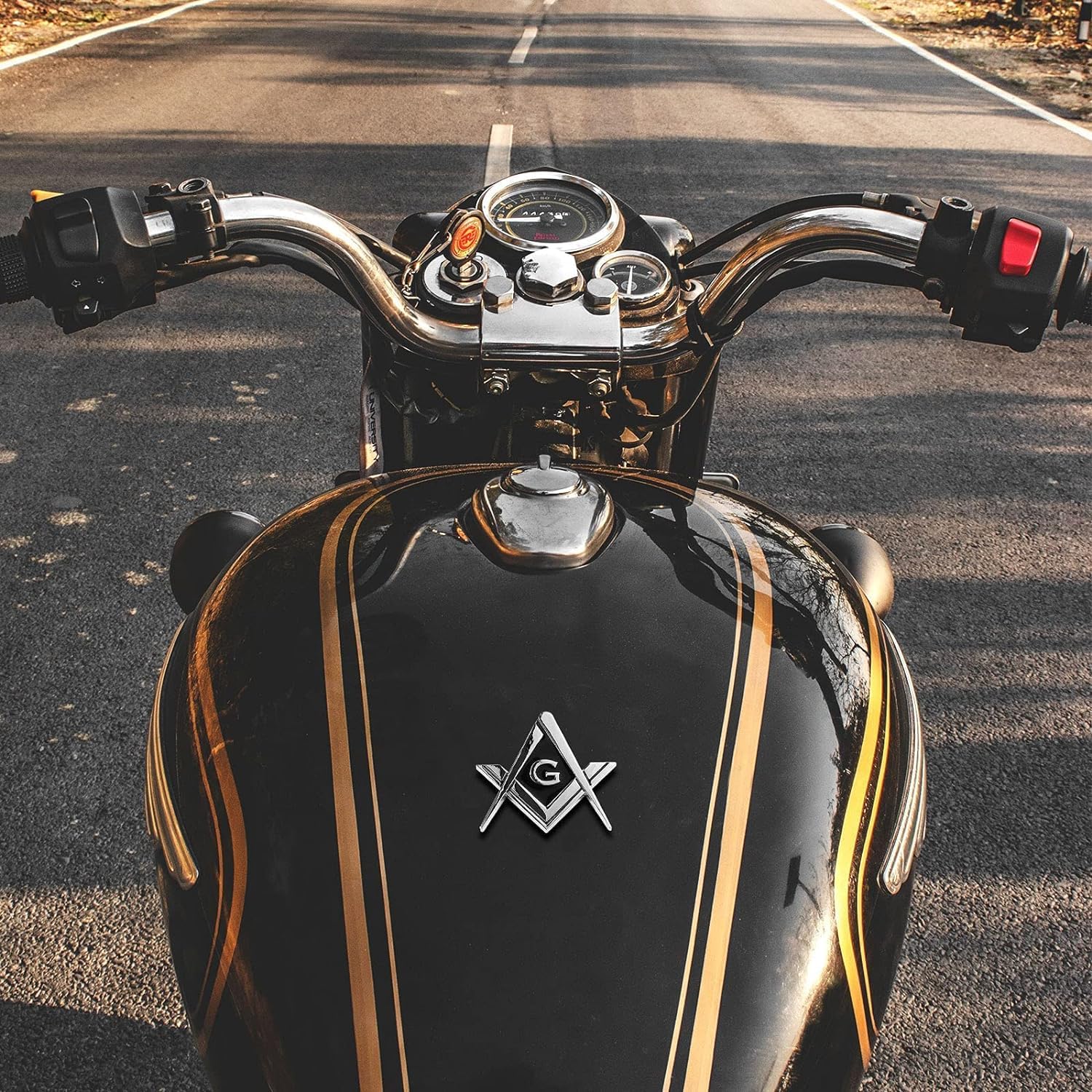 2.75'' Chrome Plated Masonic Car Emblem Mason Square and Compasses Auto Truck Motorcycle Decal Accessories (10 Piece)