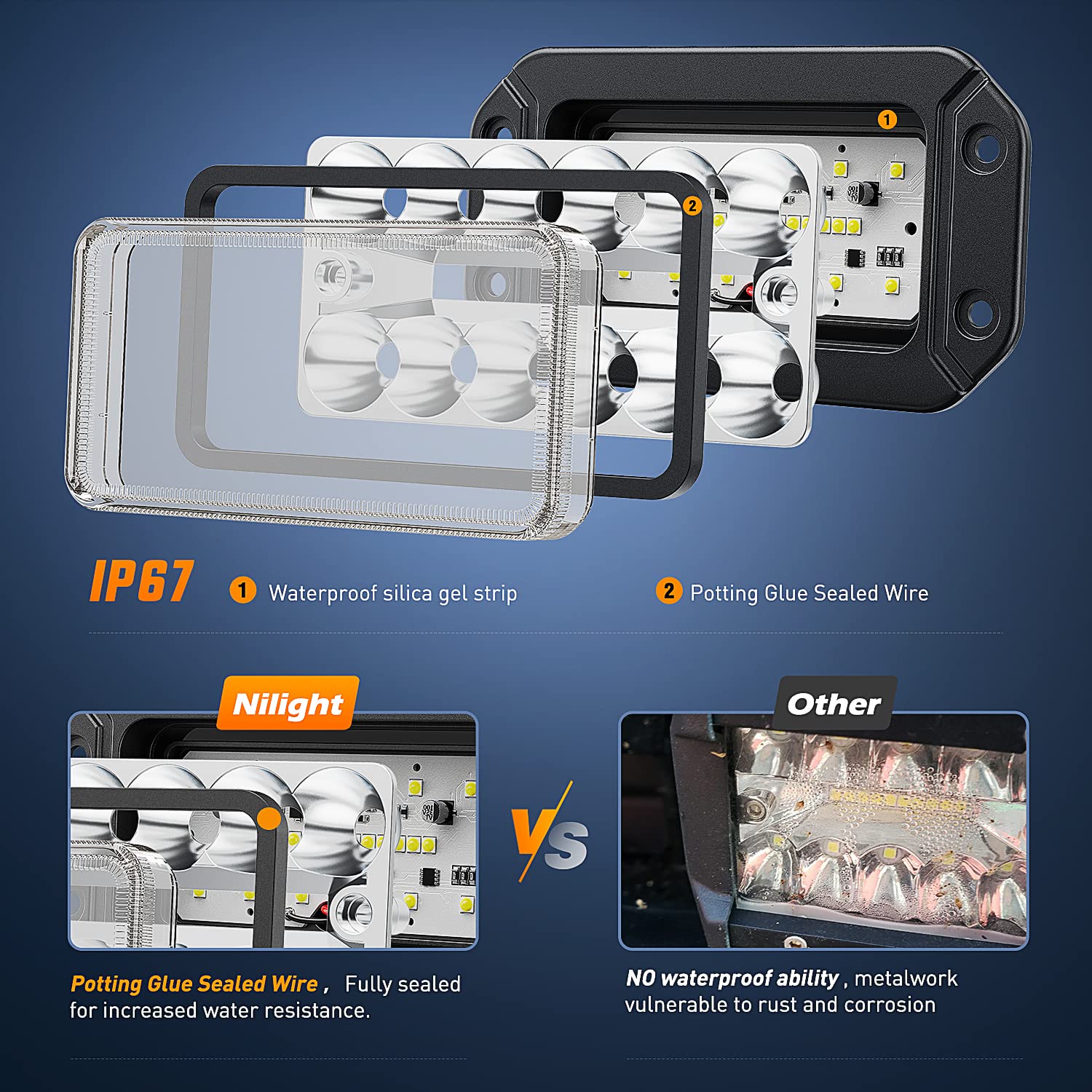 Nilight Flush Mount Led Light Pods 2Pcs 6 Inch 39W Upgraded Spot Flood Combo Beam Driving Work Lighting Backup Reverse Grill Mou