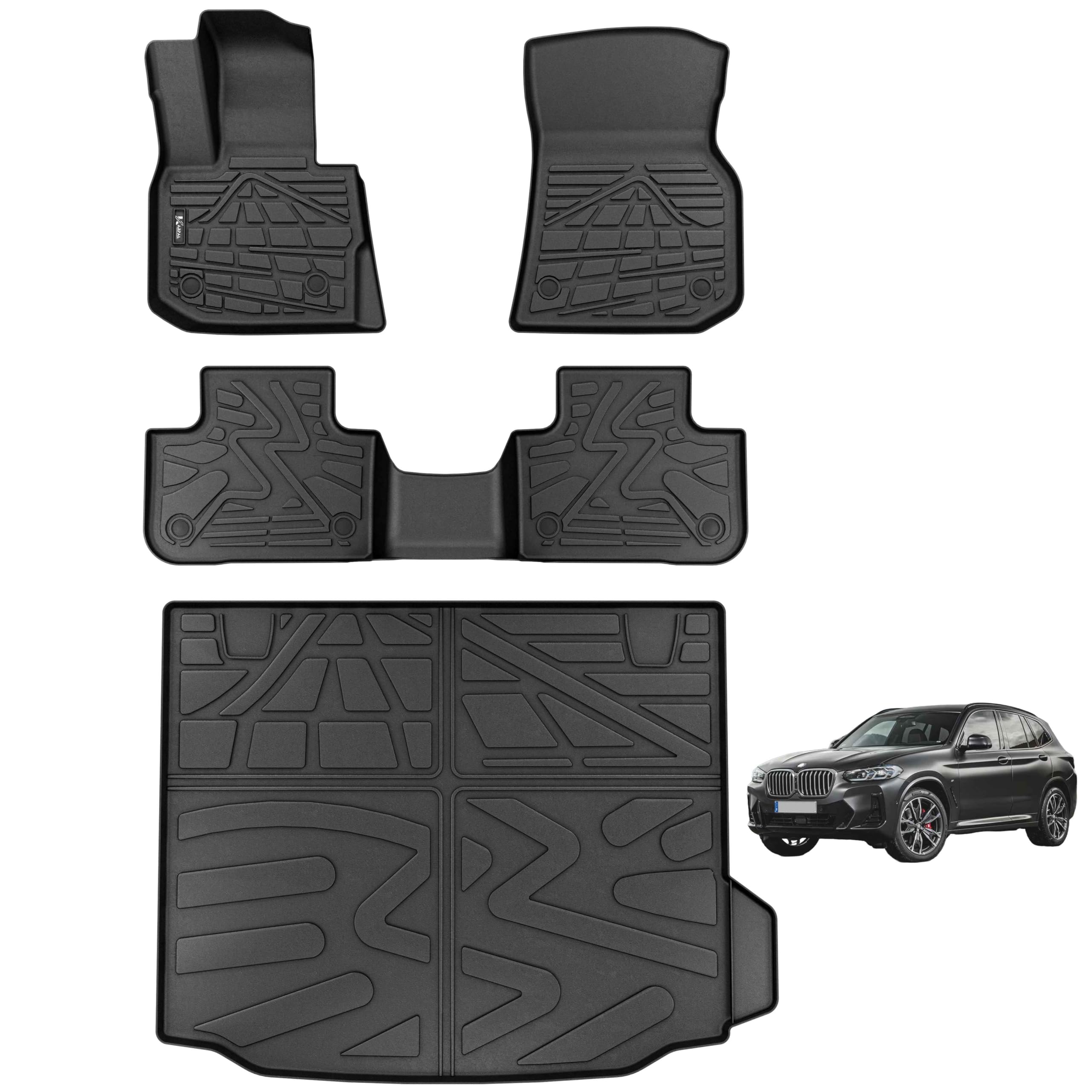 Karpal Floor Mats & Cargo Liner Fit With 2018-2024 Bmw X3 & With 2019-2024 Bmw X4, 1St & 2Nd Row & Cargo Mats For Sdrive30I Xdri