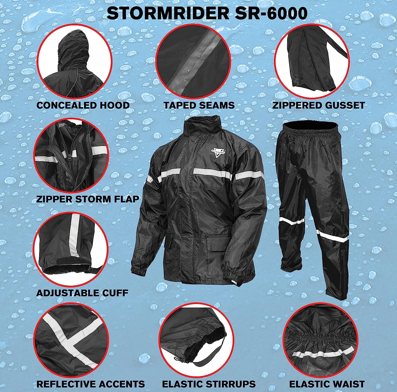 Nelson-Rigg Unisex Adult Sr-6000 Stormrider Motorcycle Rain Suit, Orange/Black, Small Us