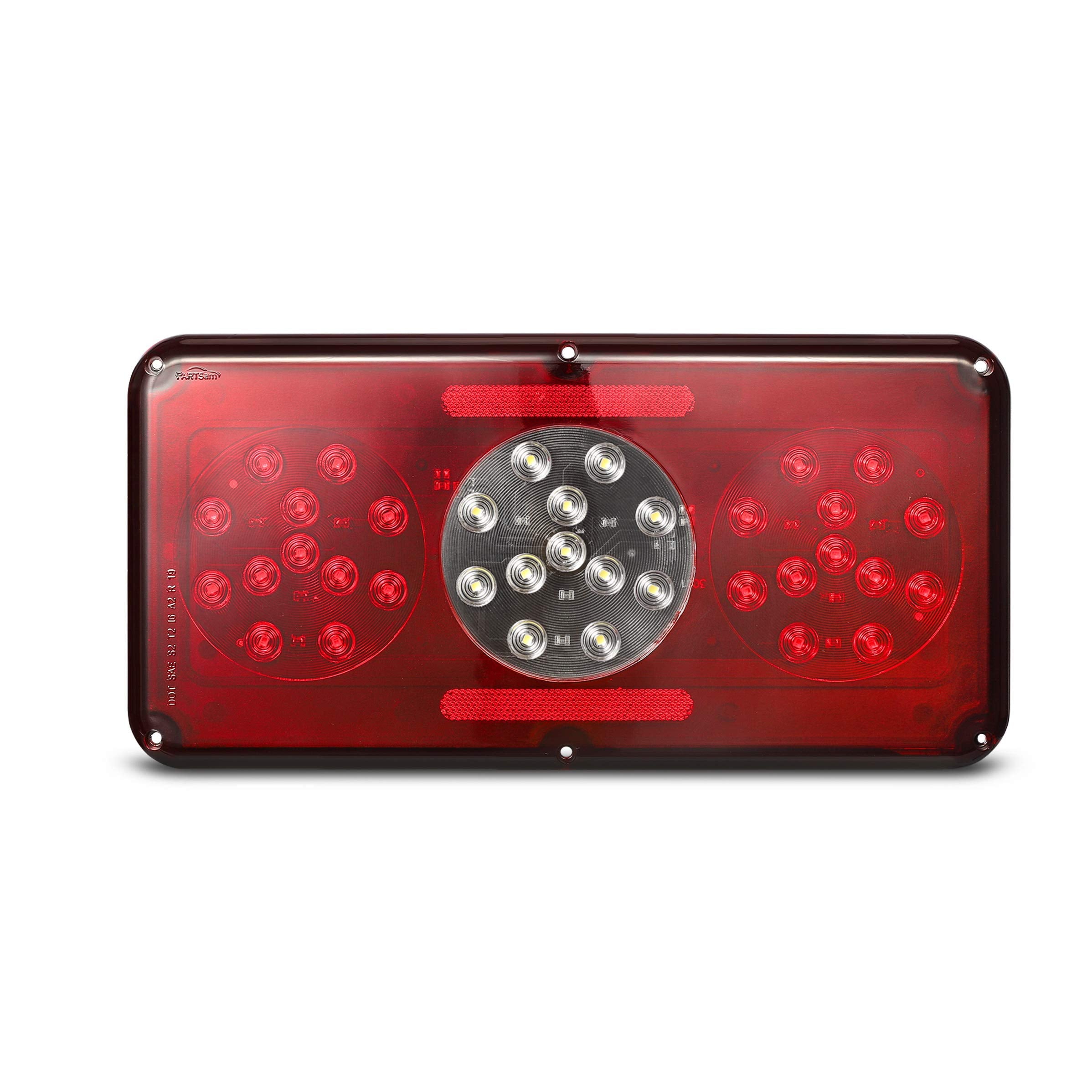 Partsam Rectangular Triple Led Trailer Tail Light Red Rv Camper Motorhome Stop Turn Tail Backup Reverse Lights Vertical And Hori