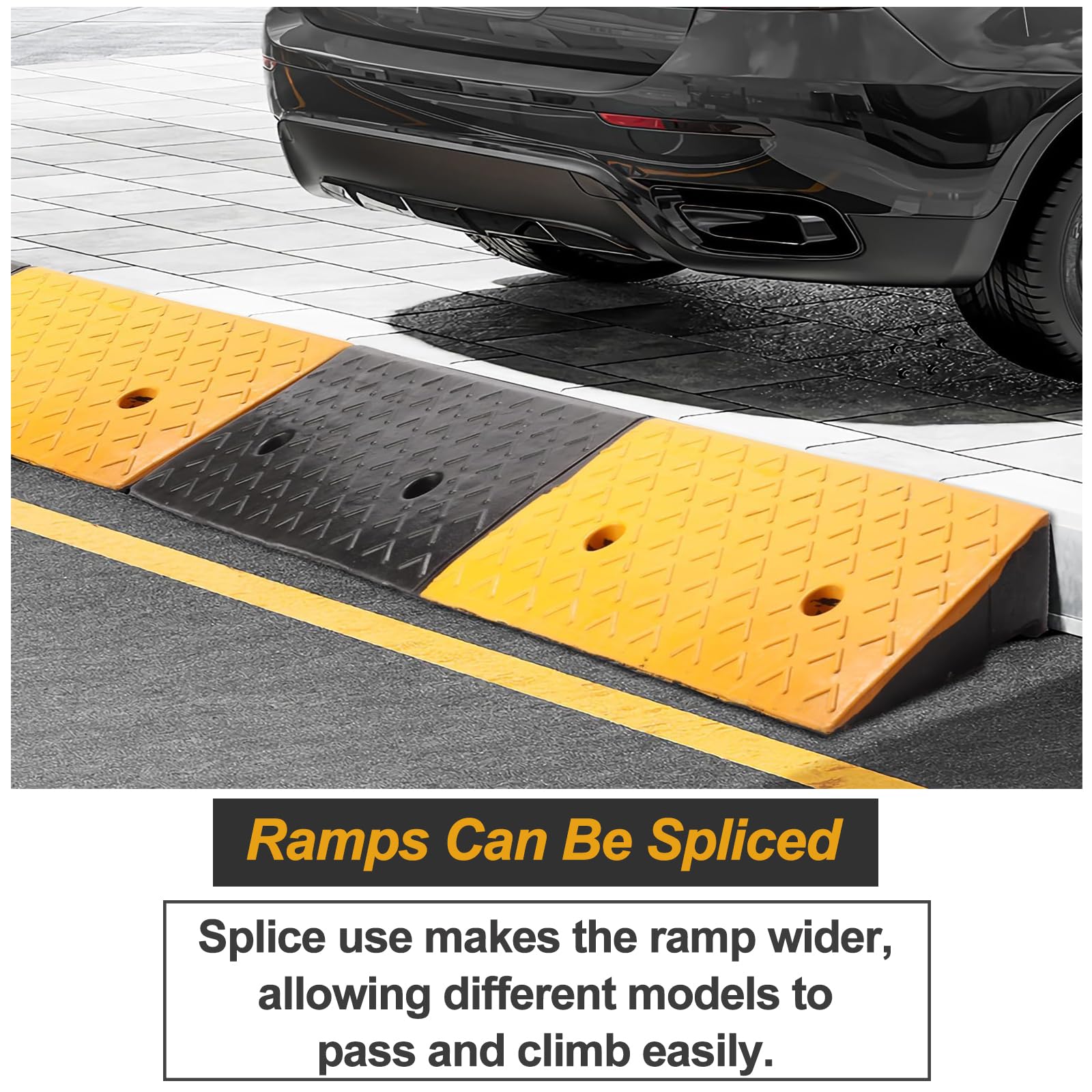 Nisorpa 5 Rubber Curb Ramps 10 Ton Heavy Duty Loading Driveway Ramps with 4 Expansion Screws, Wheelchair Threshold Non-Slip Ra