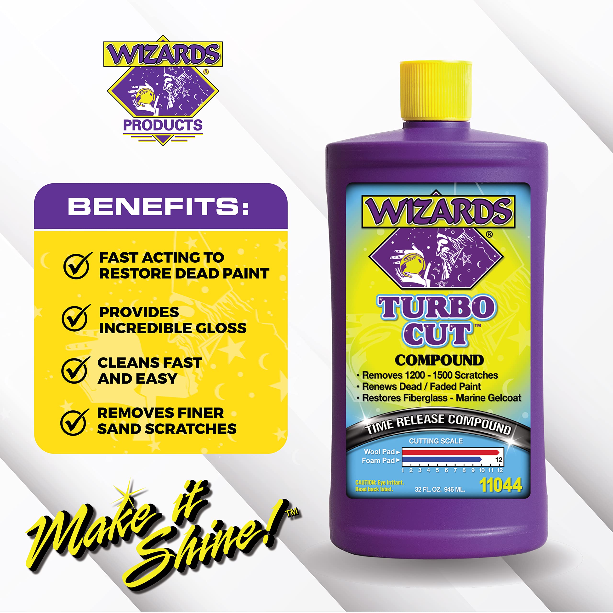 Wizards - Turbo Cut, Buffing Compound For Car Scratch Repair, Rubbing Compound For 1200-1500 Scratches, Glass Polishing Compound