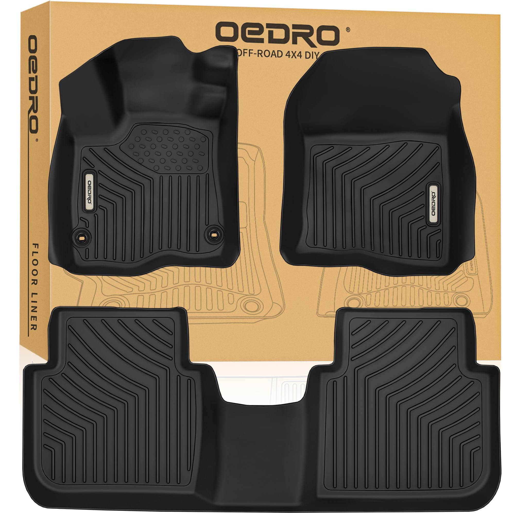 Oedro Floor Mats Fits For Honda Cr-V 2023 2024 2025(Include Hybrid), Custom Fit Tpe All-Weather Floor Liners, Includes 1St And 2