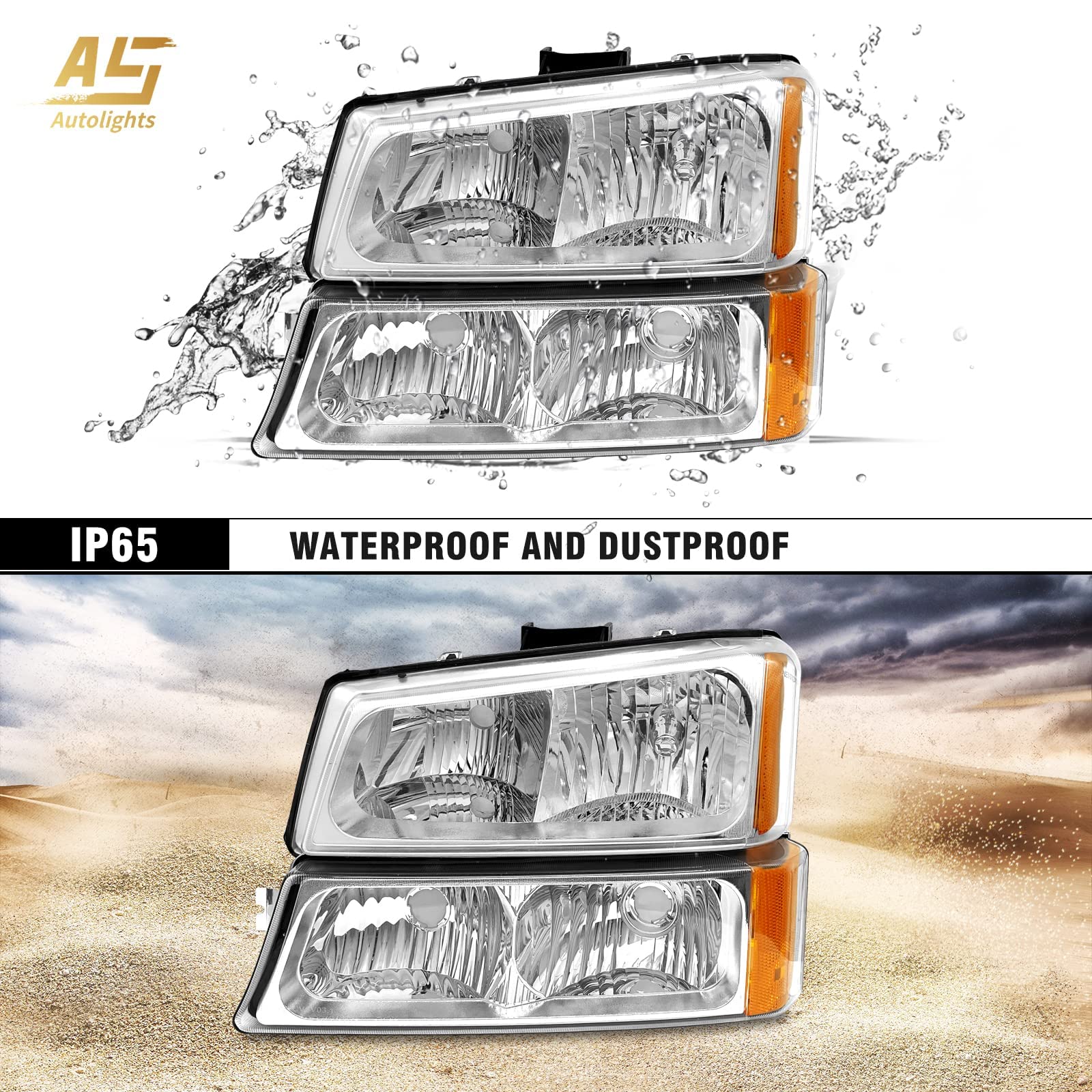 AS Headlight Assembly for 2003 2004 2005 2006 Chevy Silverado/ 03 04 05 06 Avalanche 1500 2500 3500 Headlights Driver and Passen