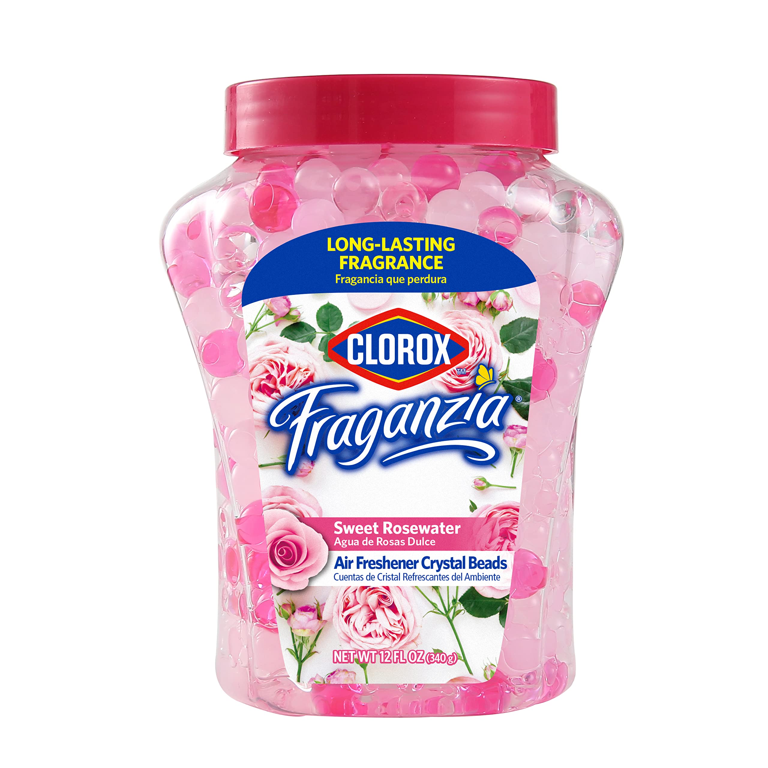 Clorox Fraganzia Air Freshener Crystal Beads Sweet Rosewater 12oz | Long-Lasting Air Freshener Beads 12 Ounces | Easy to Use Ven
