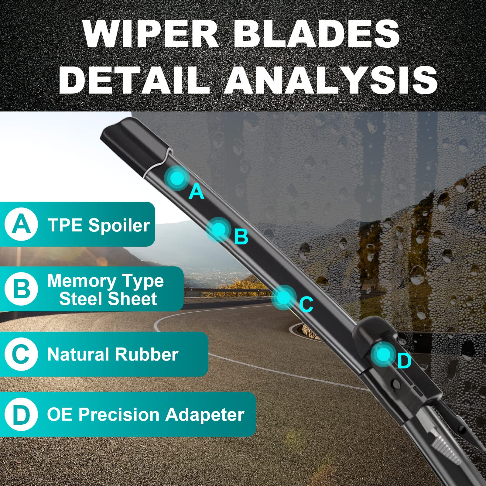 Original Front And Rear Windshield Wiper Blade Replacement Pinch Tab 26''+22''+11'' For 2011-2017 Ford Explorer All Weather (Set