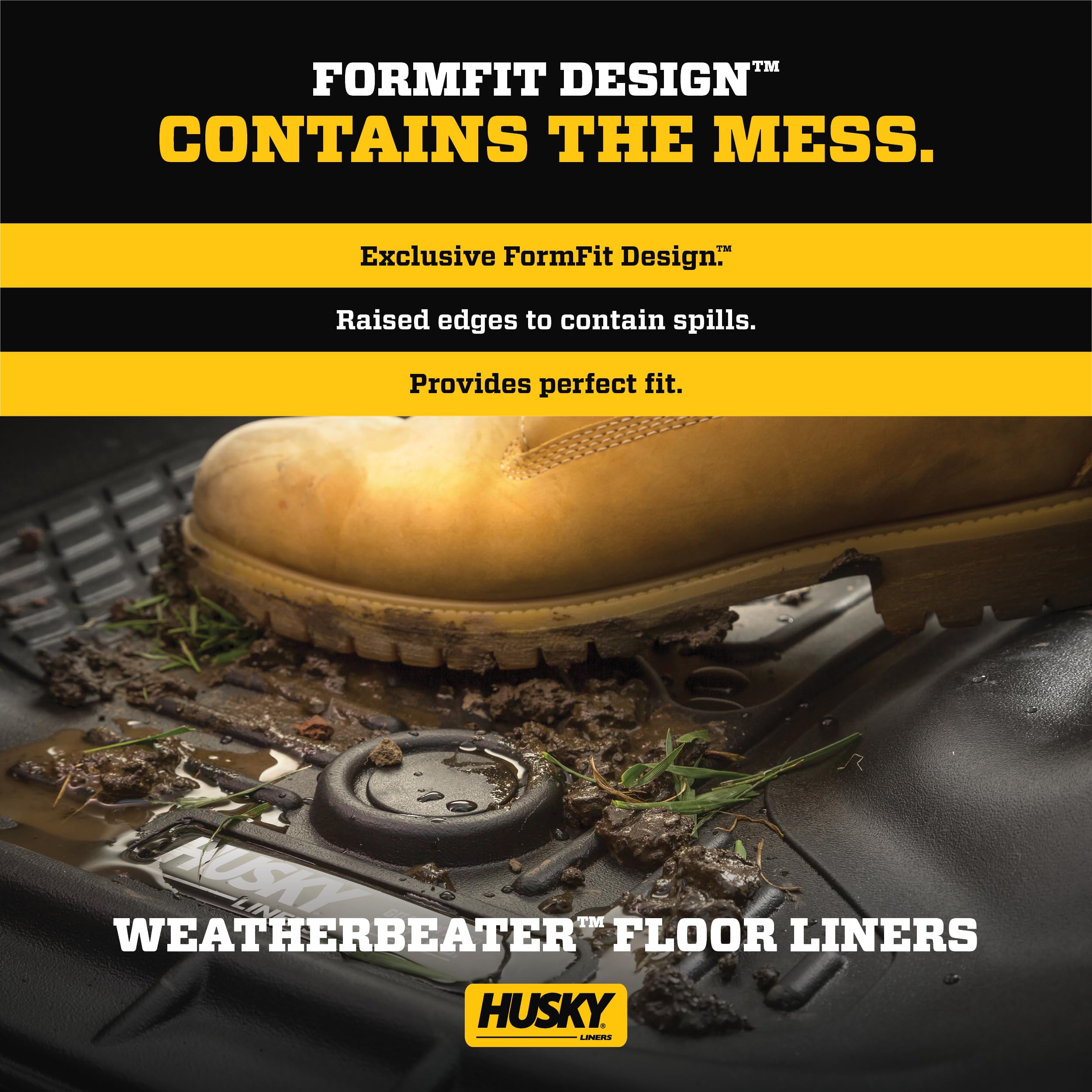 Husky Liners Weatherbeater Floor Mats | Fits 2011 - 2020 Toyota Sienna | 2nd Row, 1-pc Black - 19841