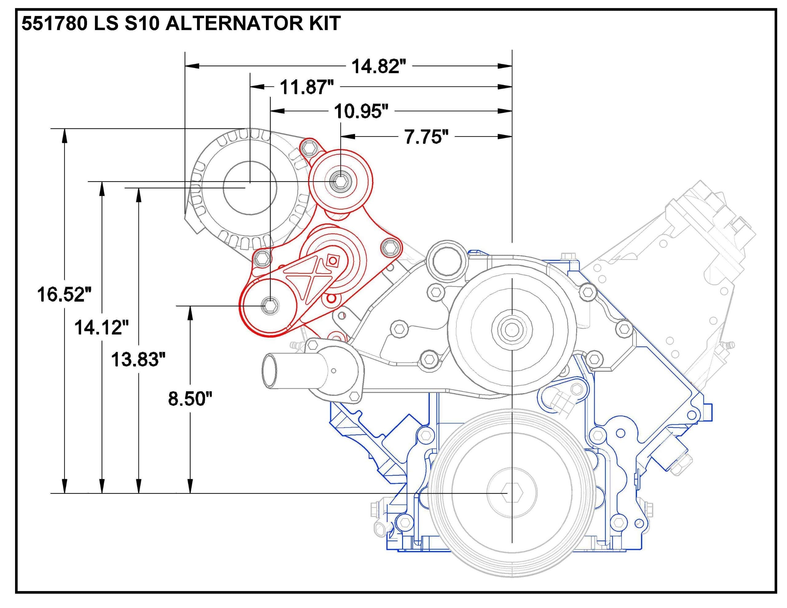 Ls1 High Mount Alternator Bracket Relocation Engine Billet Aluminum Compatible With Chevy Z28 Firebird Trans Am Ws6 Gto Ls1 Ls2 Ls6 Lsx 5.7L 6.0L