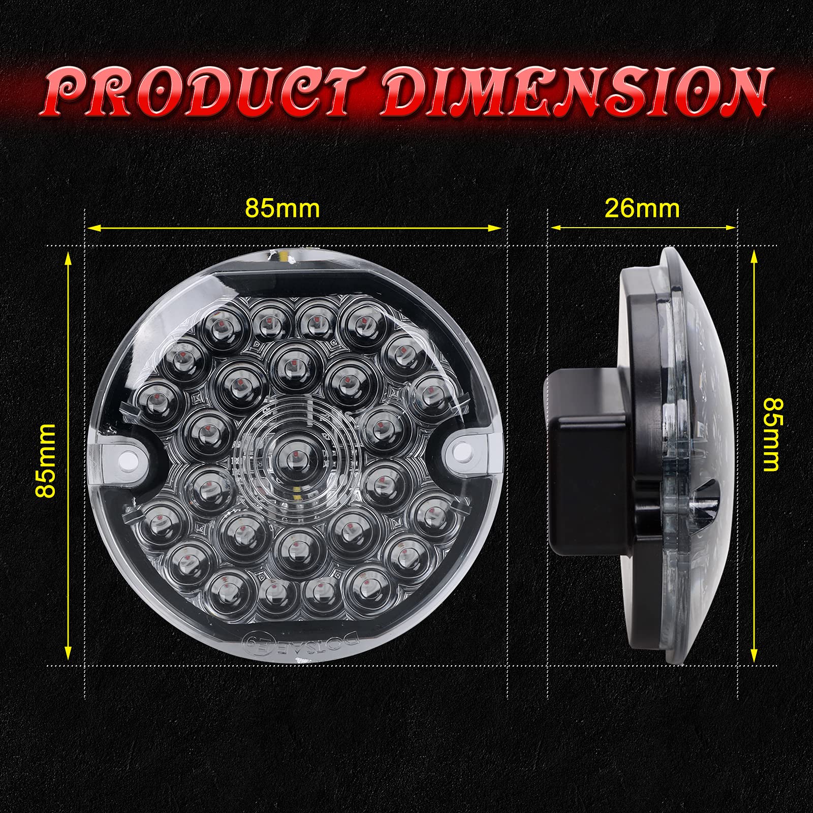REALOVE 1157 Amber LED Turn Signal Lamp for Aley Motorcycle, 3-1/4 Inch, Polycarbonate, Black