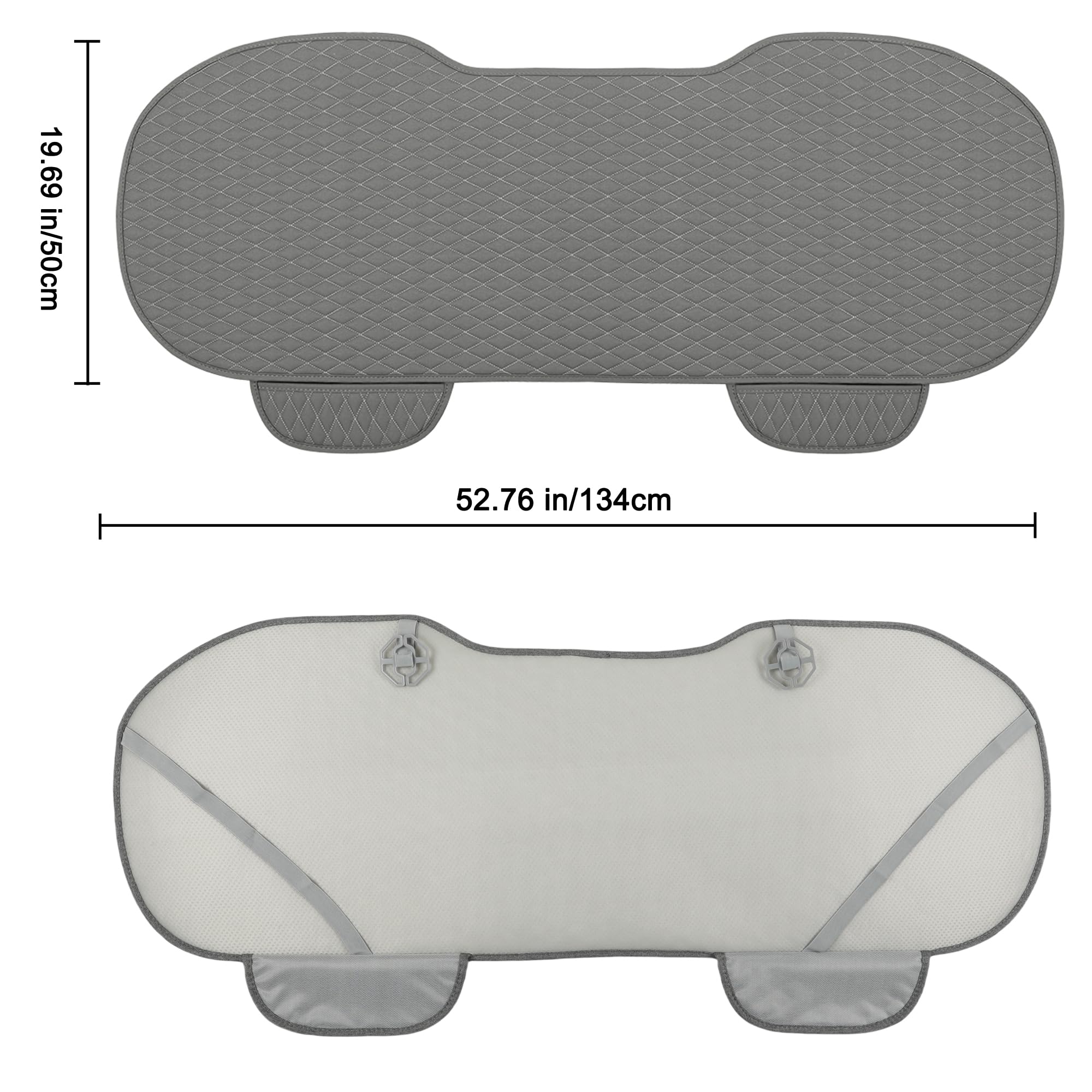 West Llama Pu Leather Car Seat Bottom Covers Protectors Include 1 Rear Bench Seat Cover Universal Fit 90% Vehicles,Gray