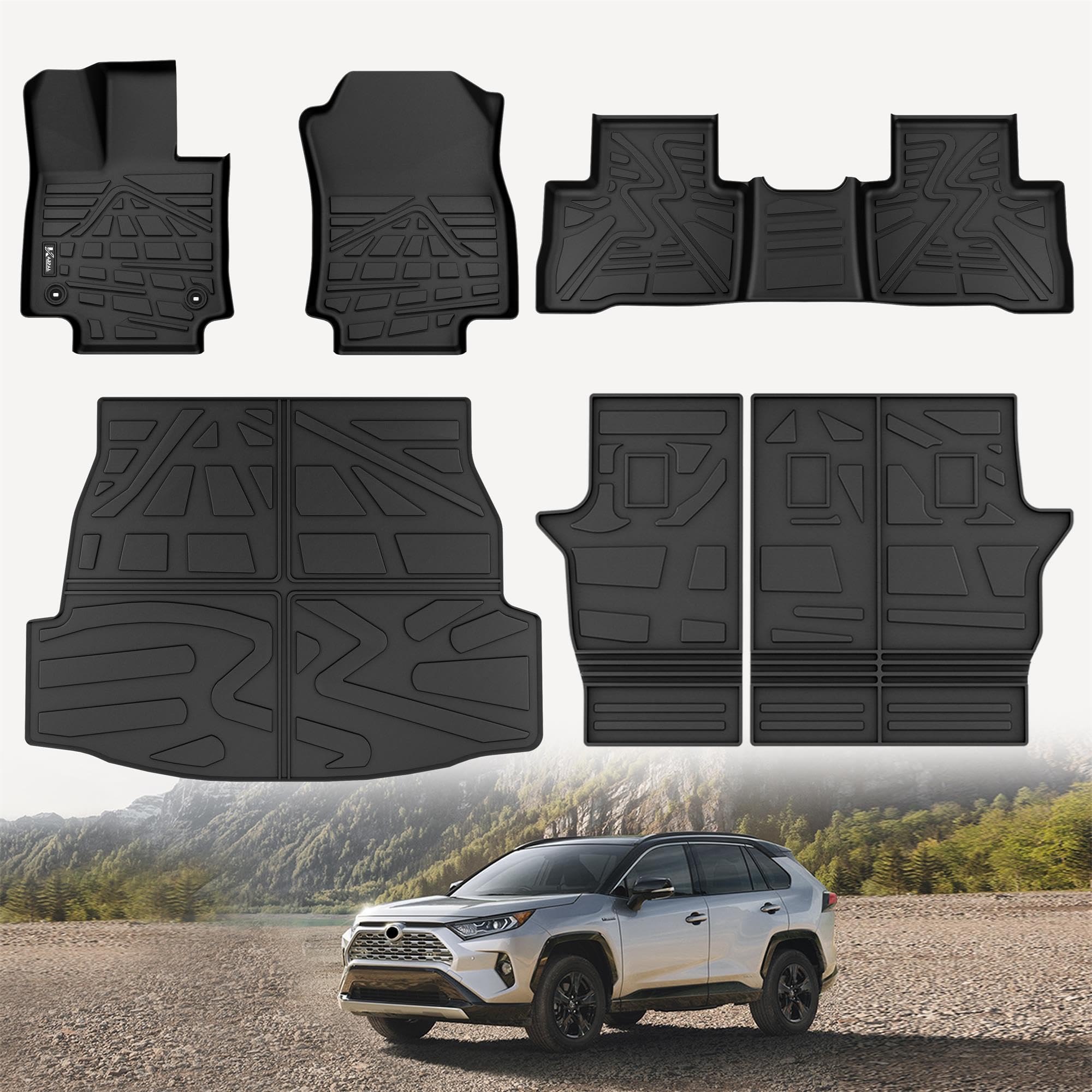 Karpal Floor Mats Fit Toyota Rav4 2024-2019 (Include Hybrid), Custom Fit Tpe All Weather Toyota Rav4 Accessories Floor Liners Ca