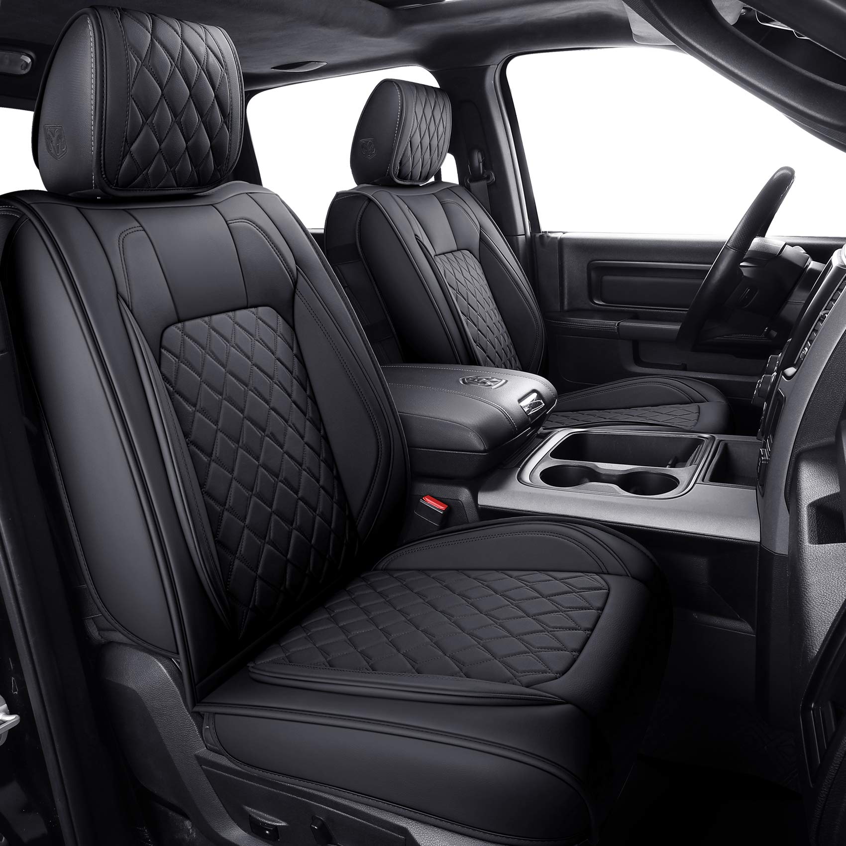 Aierxuan Dodge Ram Front Seat Covers Custom Fit 2009-2025 1500/2500/3500 Truck Pickup Crew Quad Regular Cab Heavy Duty Waterproo