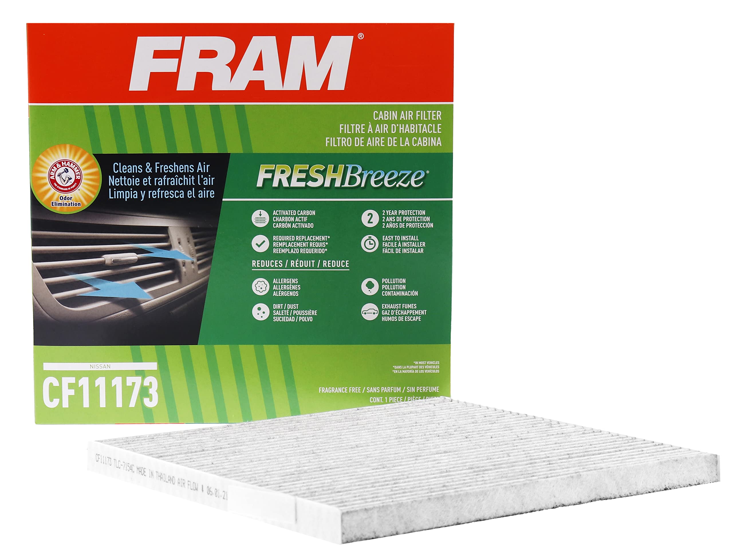 Fram Fresh Breeze Cabin Air Filter With Arm & Hammer Baking Soda, Cf11173 For Nissan Vehicles