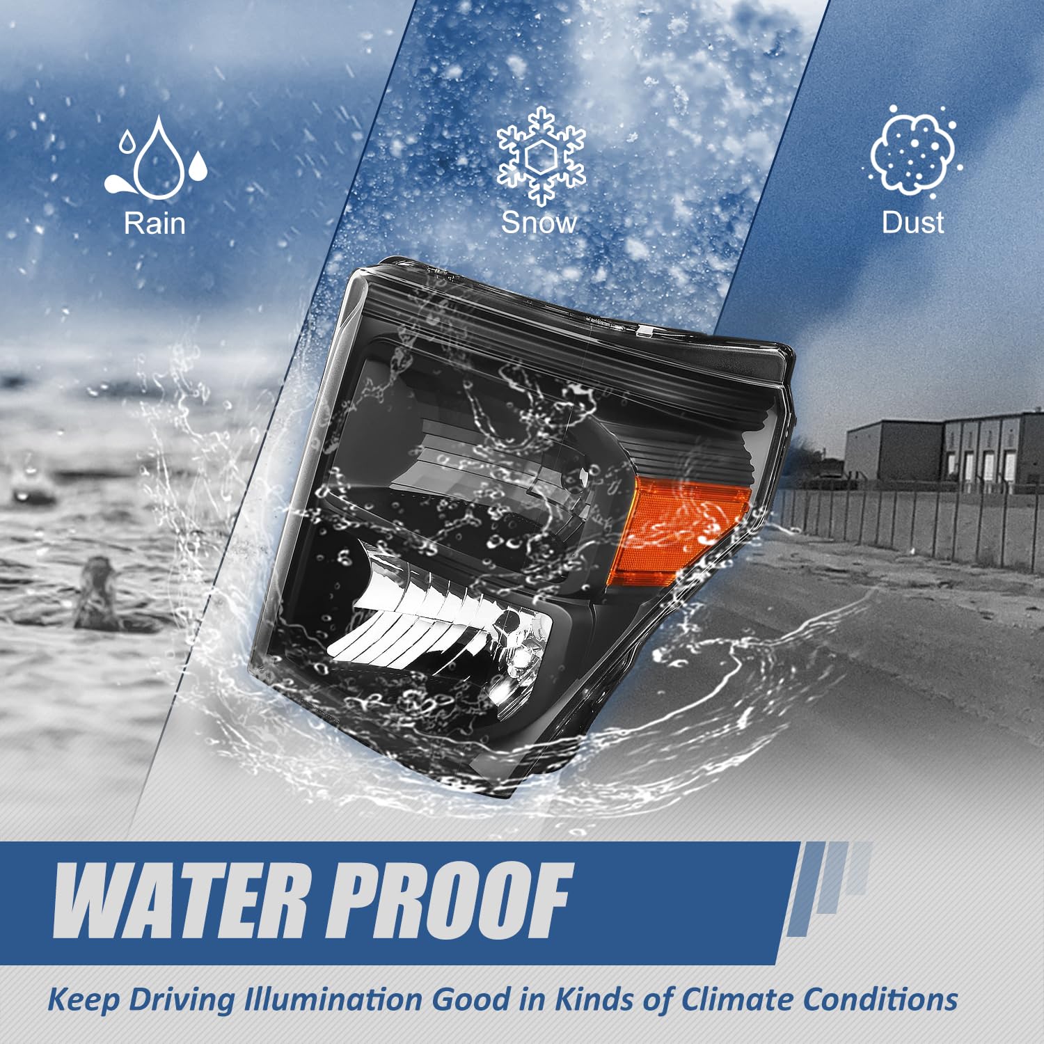 Auto Dynasty [Halogen Model Factory Style Headlights Assembly Compatible With Ford F-250 F-350 F-450 F-550 Super Duty 11-16, Bla