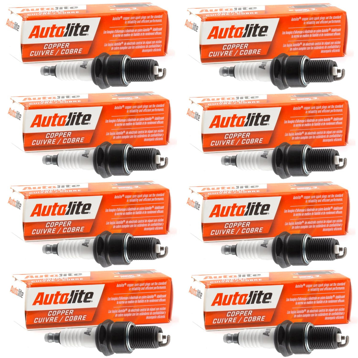 Autolite (8 Pack Genuine Small Engine Copper Core Spark Plugs # 255-8Pk
