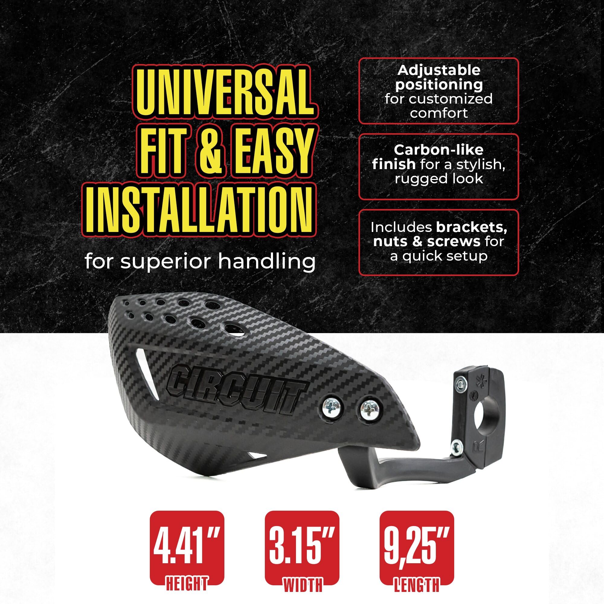 Circuit Equipment - Vector Bicolor Handguard - Nylon Temples And Textured Carbon Shell - Lightweight Protection With Universal F