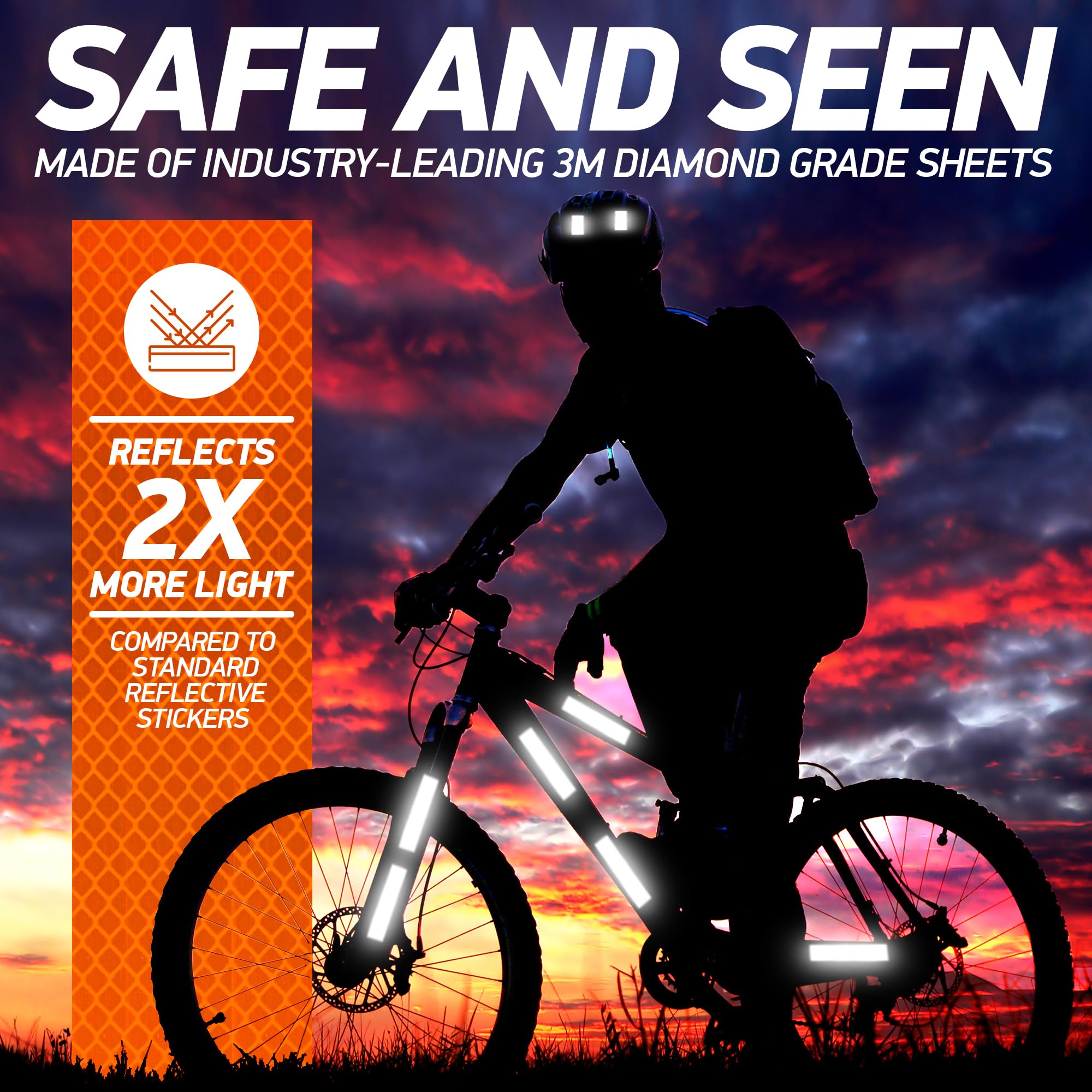 Byllstore High-Visibility Reflective Stickers | 3M Diamond Grade | Orange | 1.25 X 6'' | 5-Pack | Multipurpose Use For Helmets