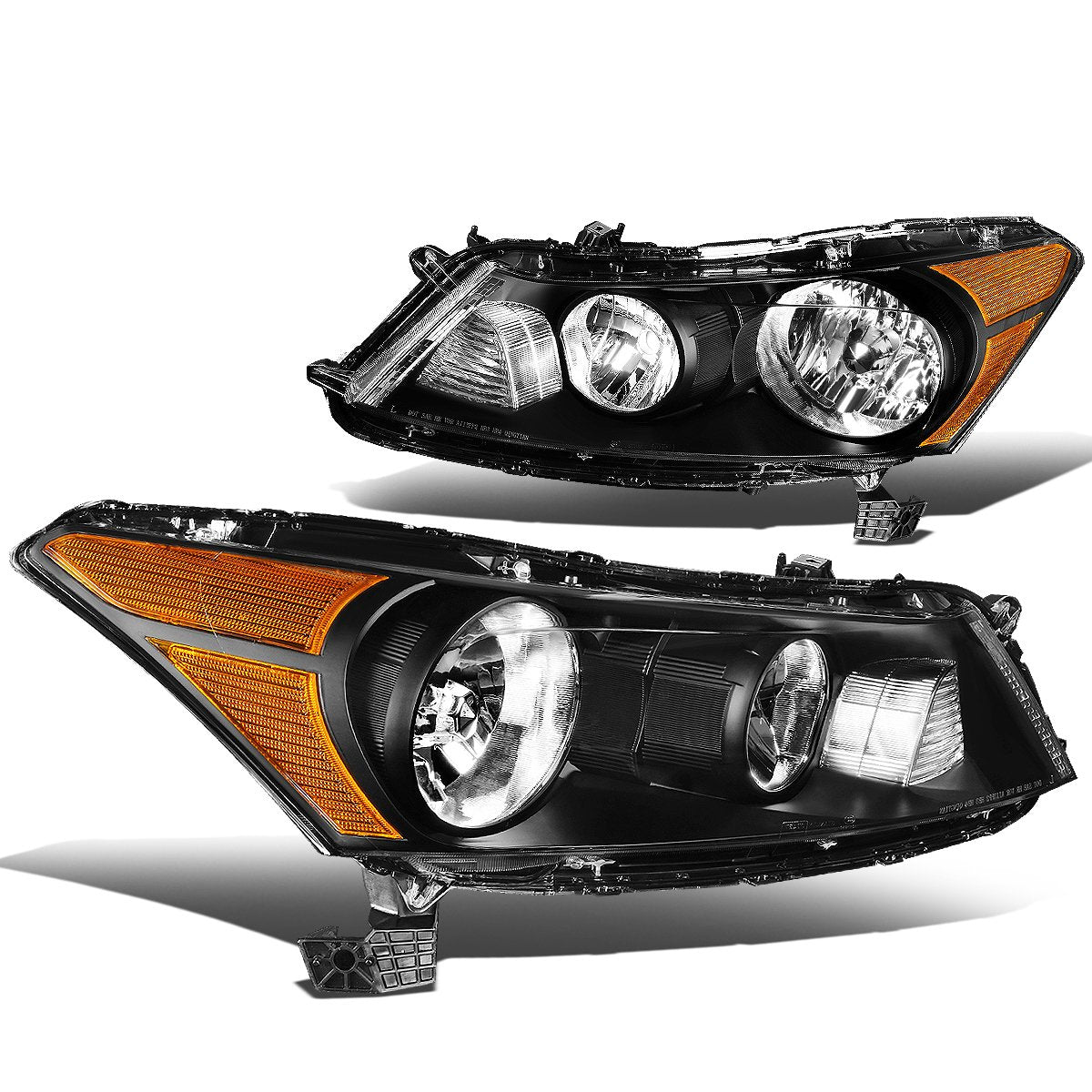 Auto Dynasty Headlights Assembly Compatible With 2008-2012 Honda Accord 4-Door Sedan, Driver And Passenger Side Halogen Headlamp
