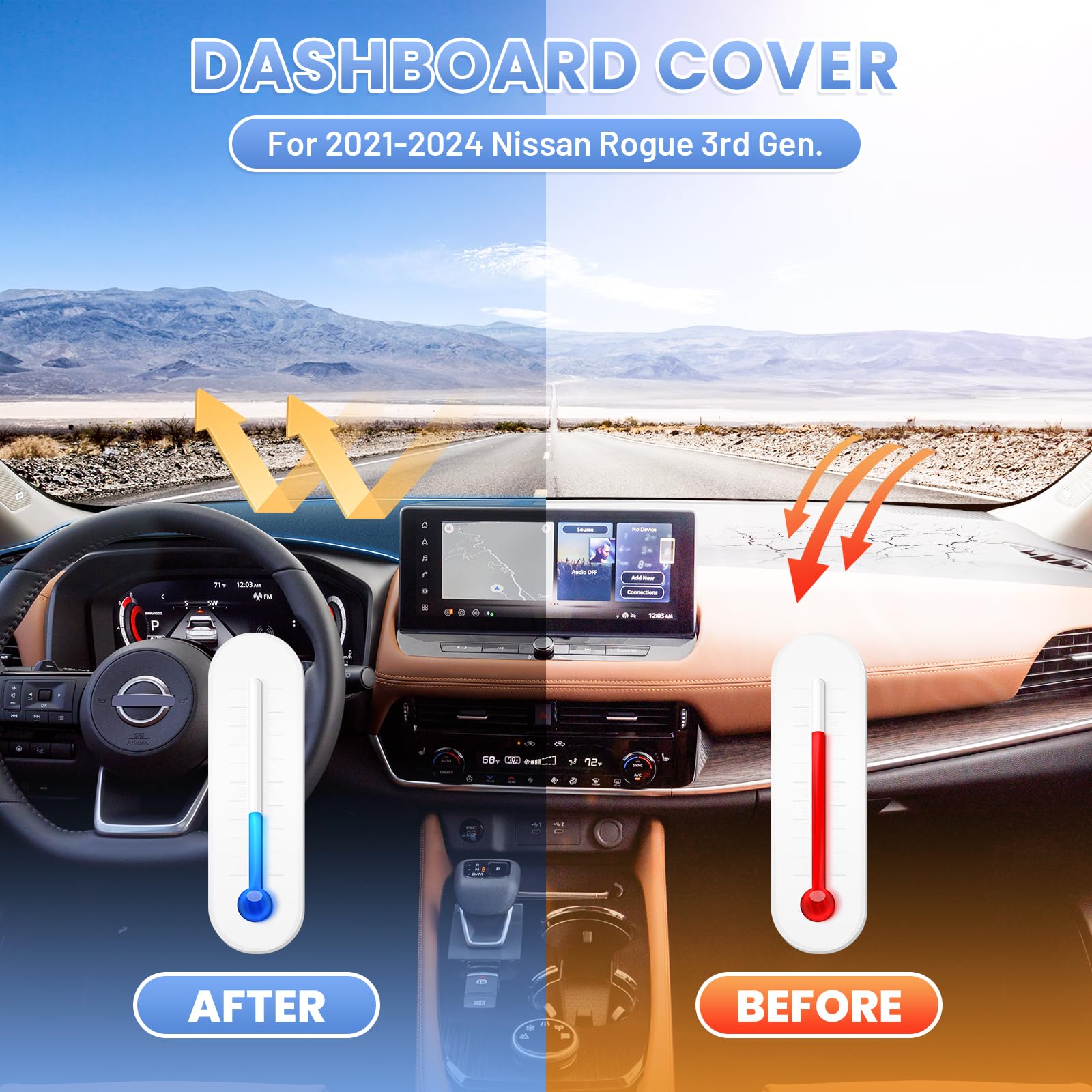 Sunsdrew Dash Cover For 2021-2024 2025 Nissan Rogue Dashboard Cover Mat For Rogue Accessories Suede Dash Mat Rogue Sun Shade Non