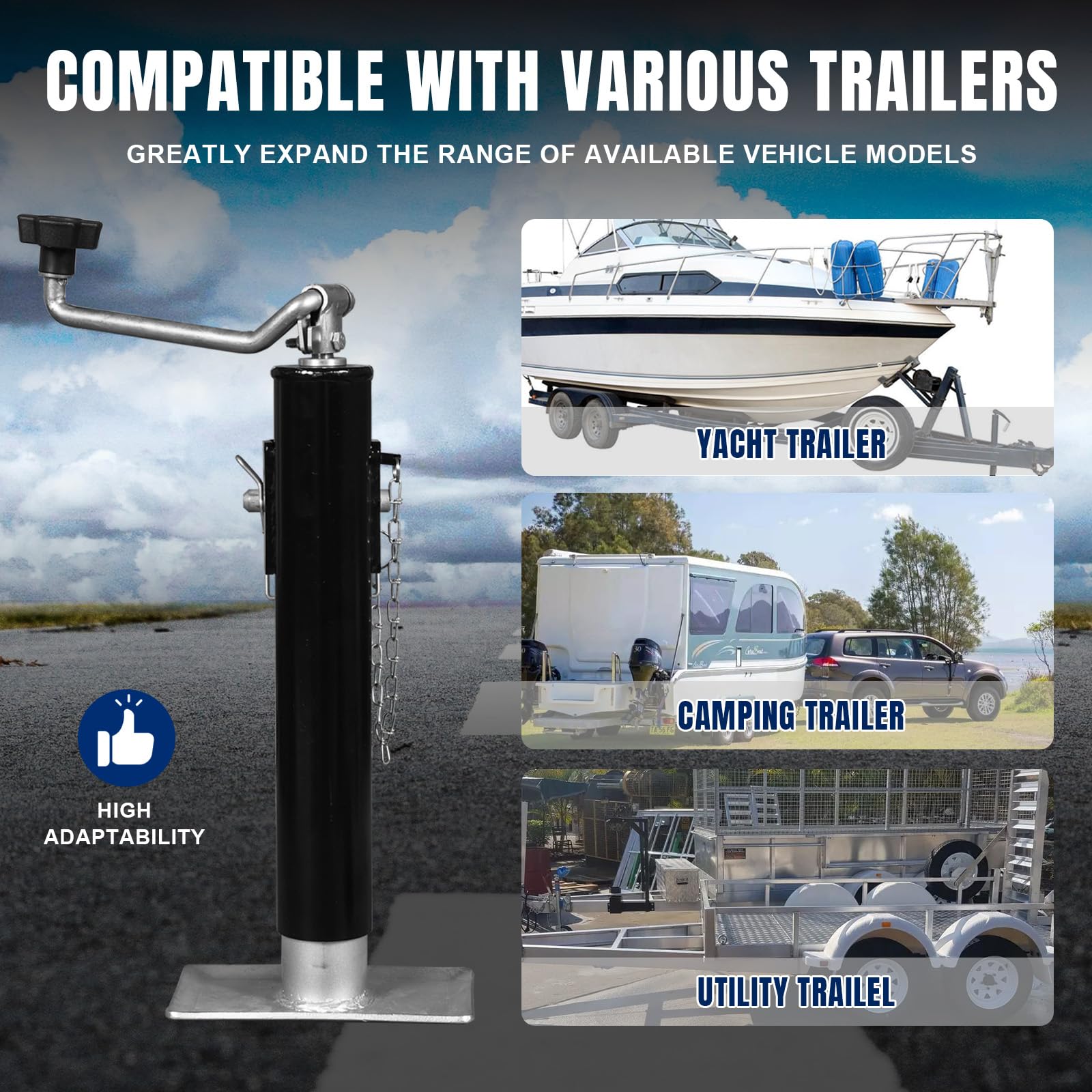 Torin 2000Lbs Trailer Jack Heavy-Duty Square Direct Weld On Rv Jack, 10 Inches Lift, Adjustable Drop Leg, For Lifting Rv Trailer