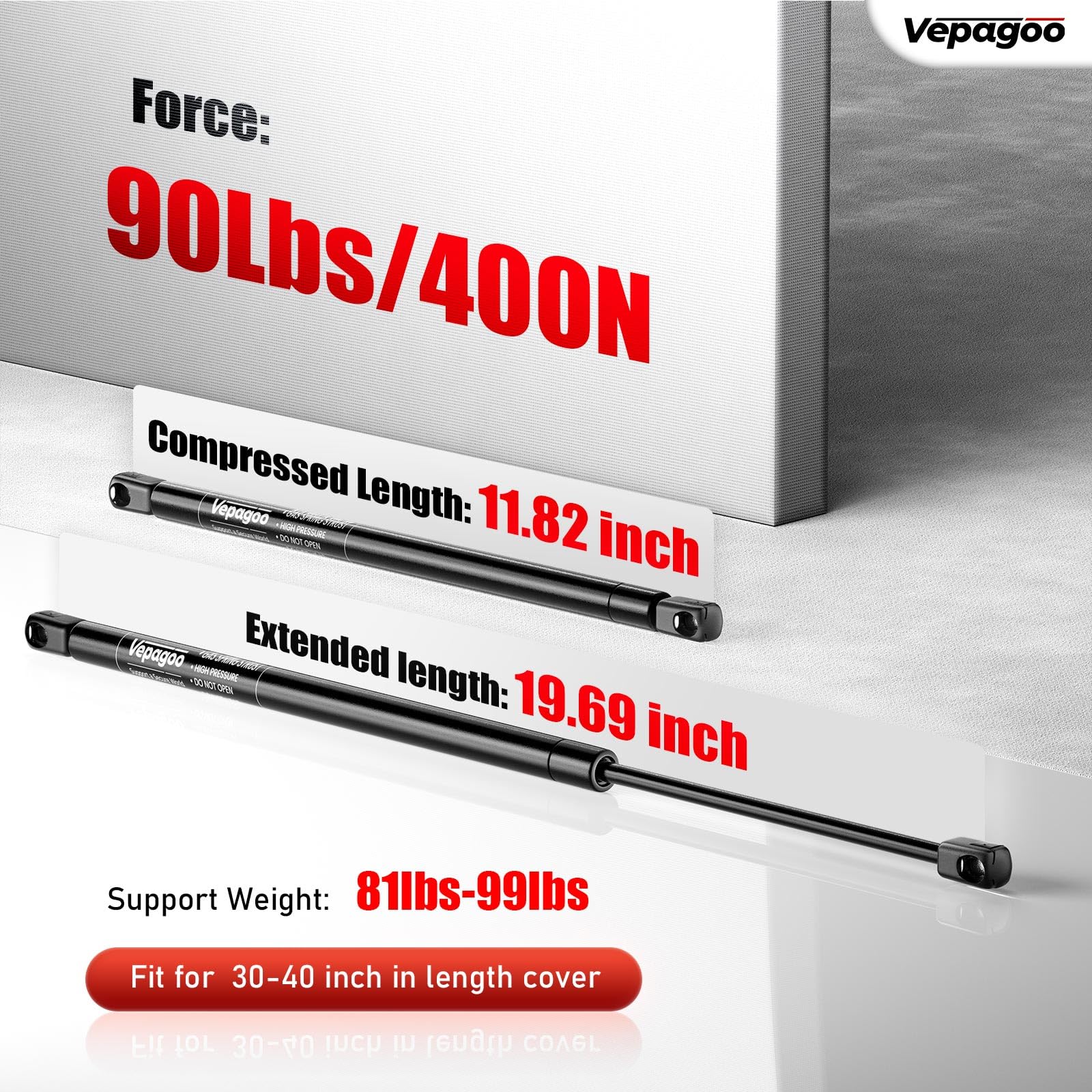 Vepagoo Gas Struts 20 Inch 90lbs/400N C16-15112 Shocks Spring Lift Support for RV Bed Camper The Door Tonneau Cover Mattress Tra